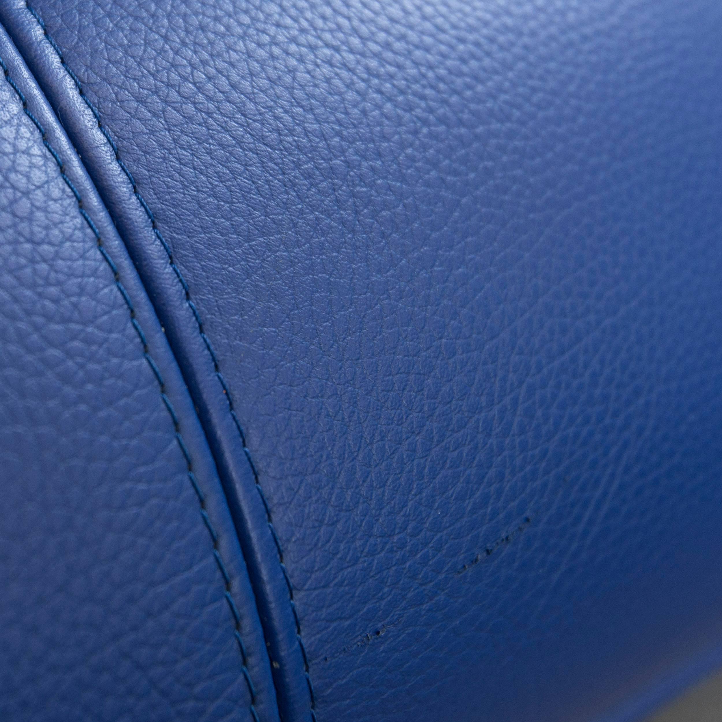 Leolux Tango Designer Leather Sofa Blue Three-Seat Function Modern For Sale 2