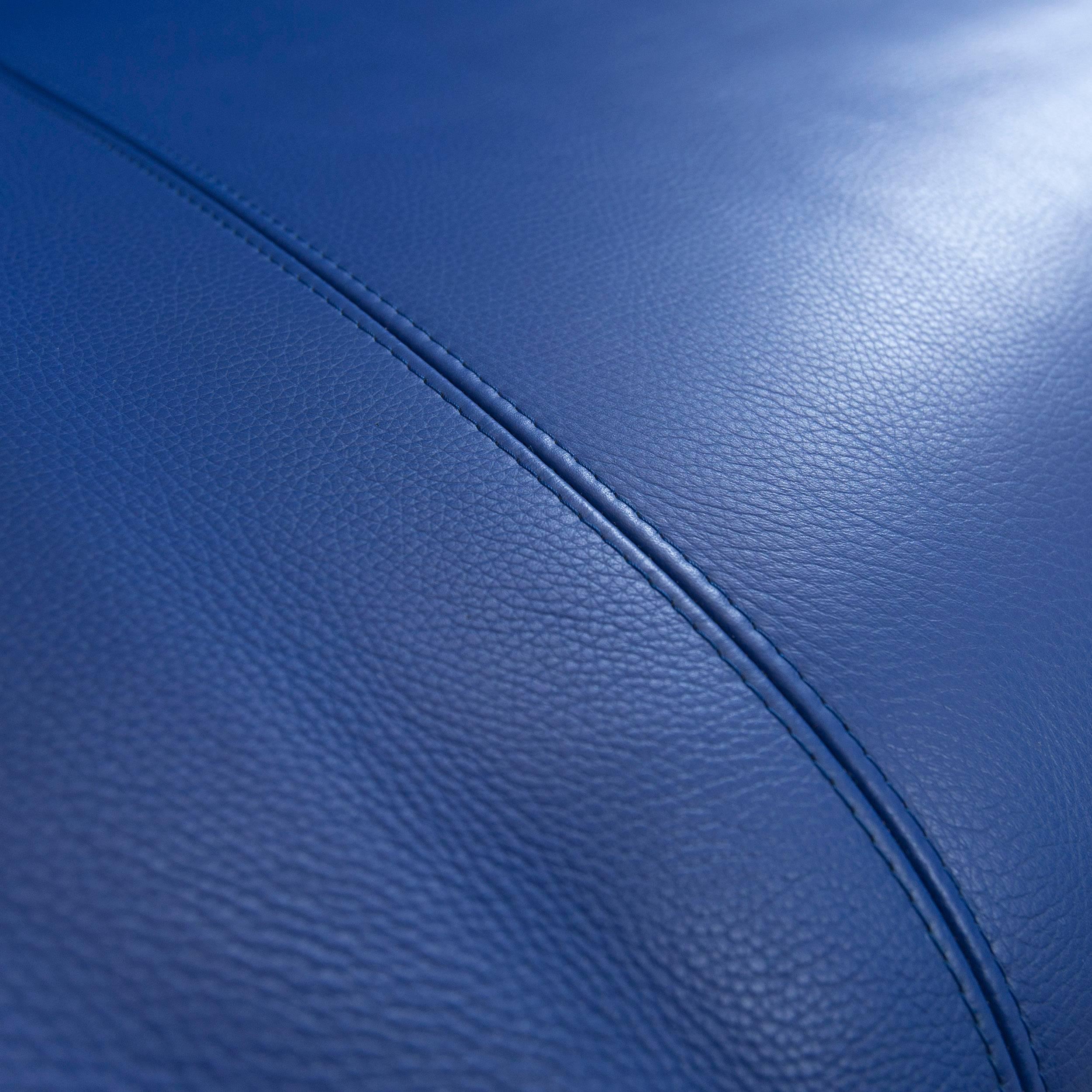 Leolux Tango Designer Leather Sofa Blue Three-Seat Function Modern For Sale 3