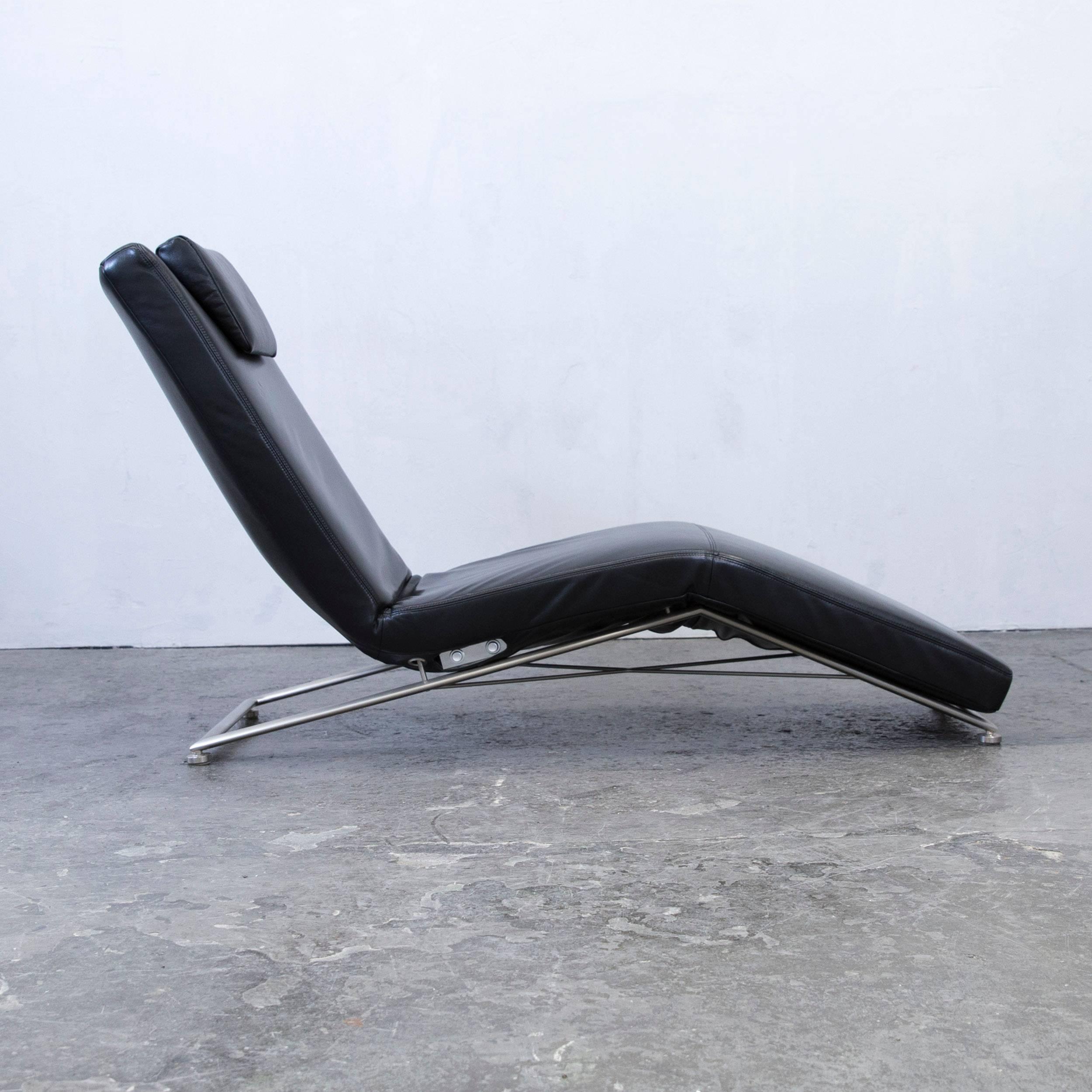 Koinor Designer Chaise Longue Leather Black Recamiere Chair Function Modern 4