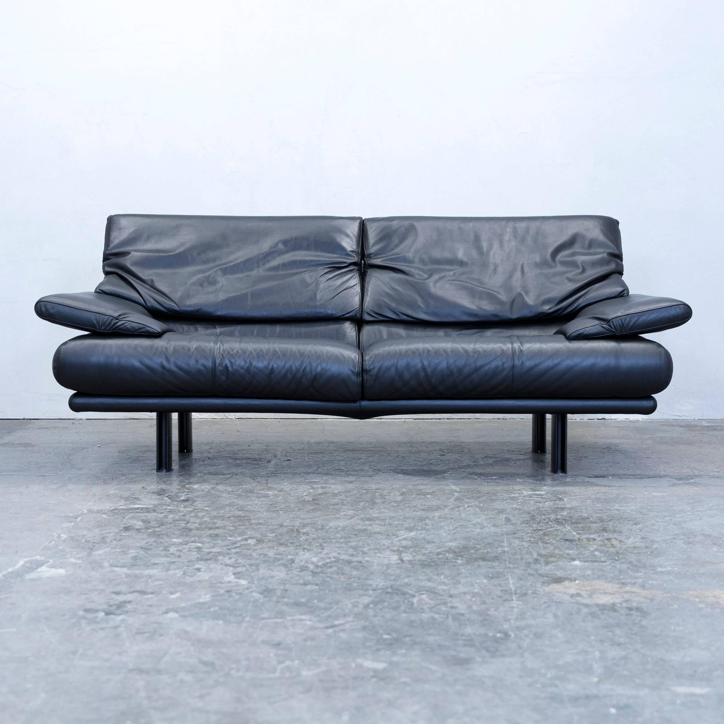 Italian B&B Italia Alanda Designer Sofa Leather Black Two-Seat Function Couch Modern