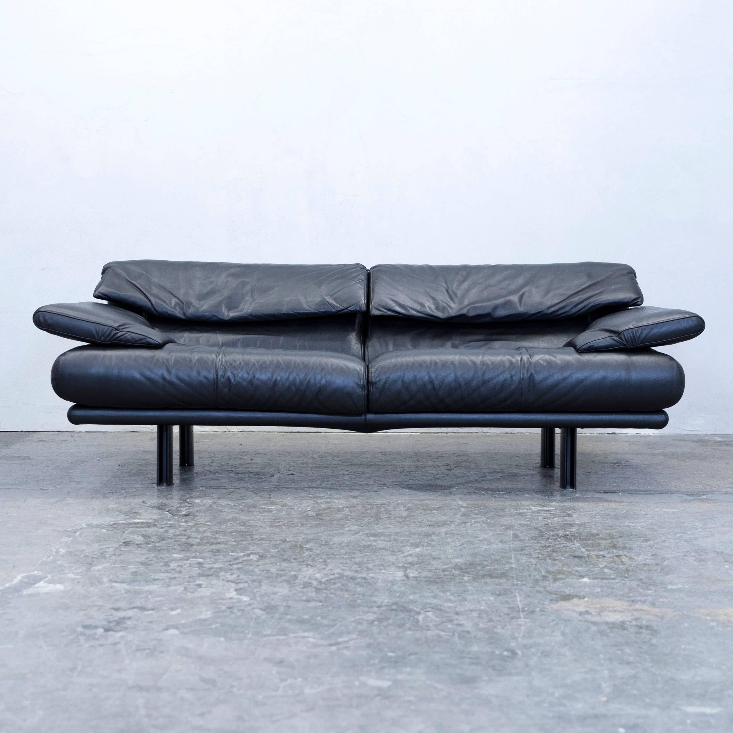 B&B Italia Alanda Designer Sofa Leather Black Two-Seat Function Couch Modern In Good Condition In Cologne, DE