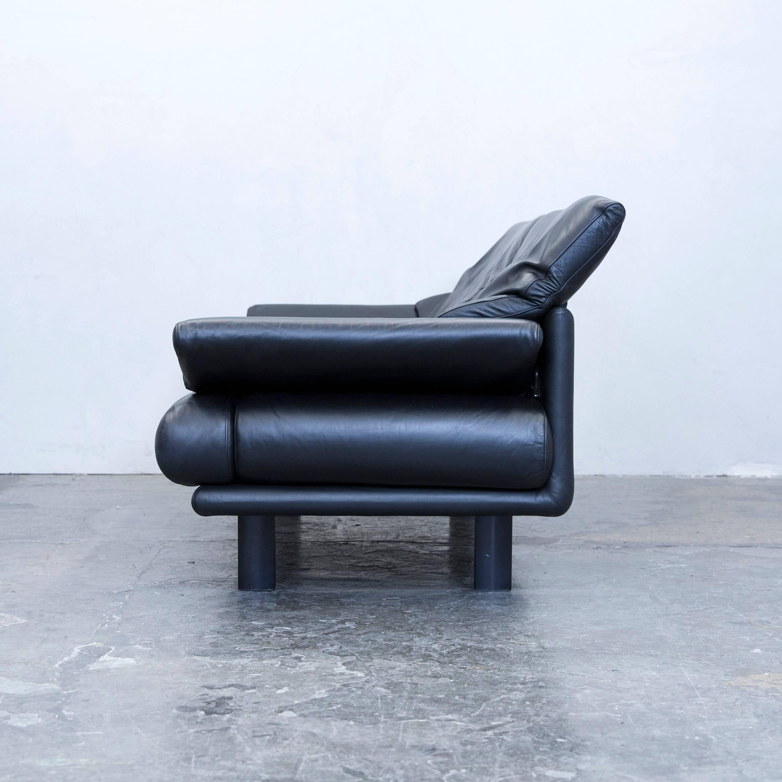 B&B Italia Alanda Designer Sofa Leather Black Two-Seat Function Couch Modern 3