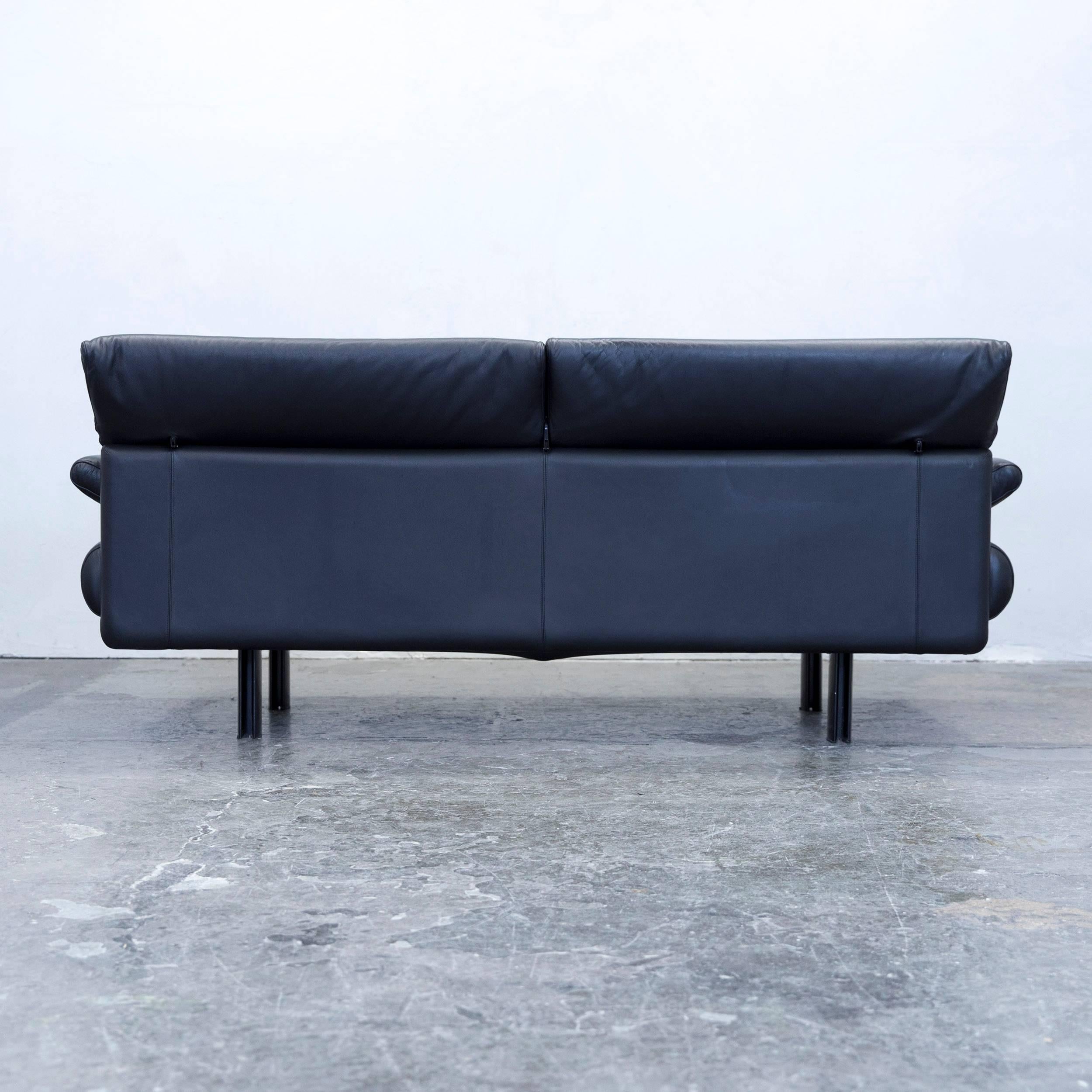 B&B Italia Alanda Designer Sofa Leather Black Two-Seat Function Couch Modern 4
