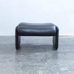 De Sede Designer Footstool Leather Black One-Seat Pouff Function Couch Modern