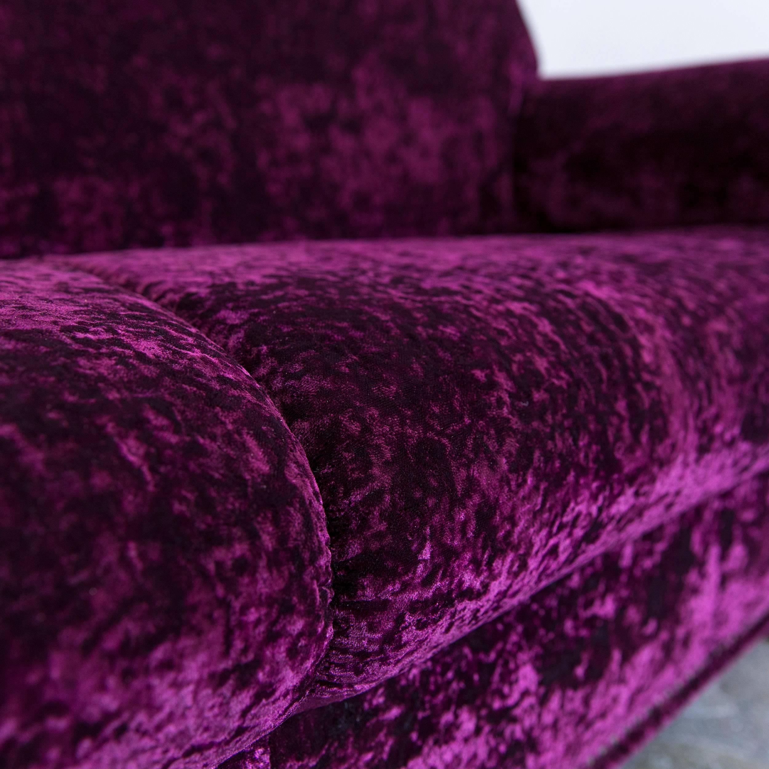 German Bretz Gaudi Designer Sofa Velvet Lilac Gold Fabric Two-Seat Couch Modern For Sale