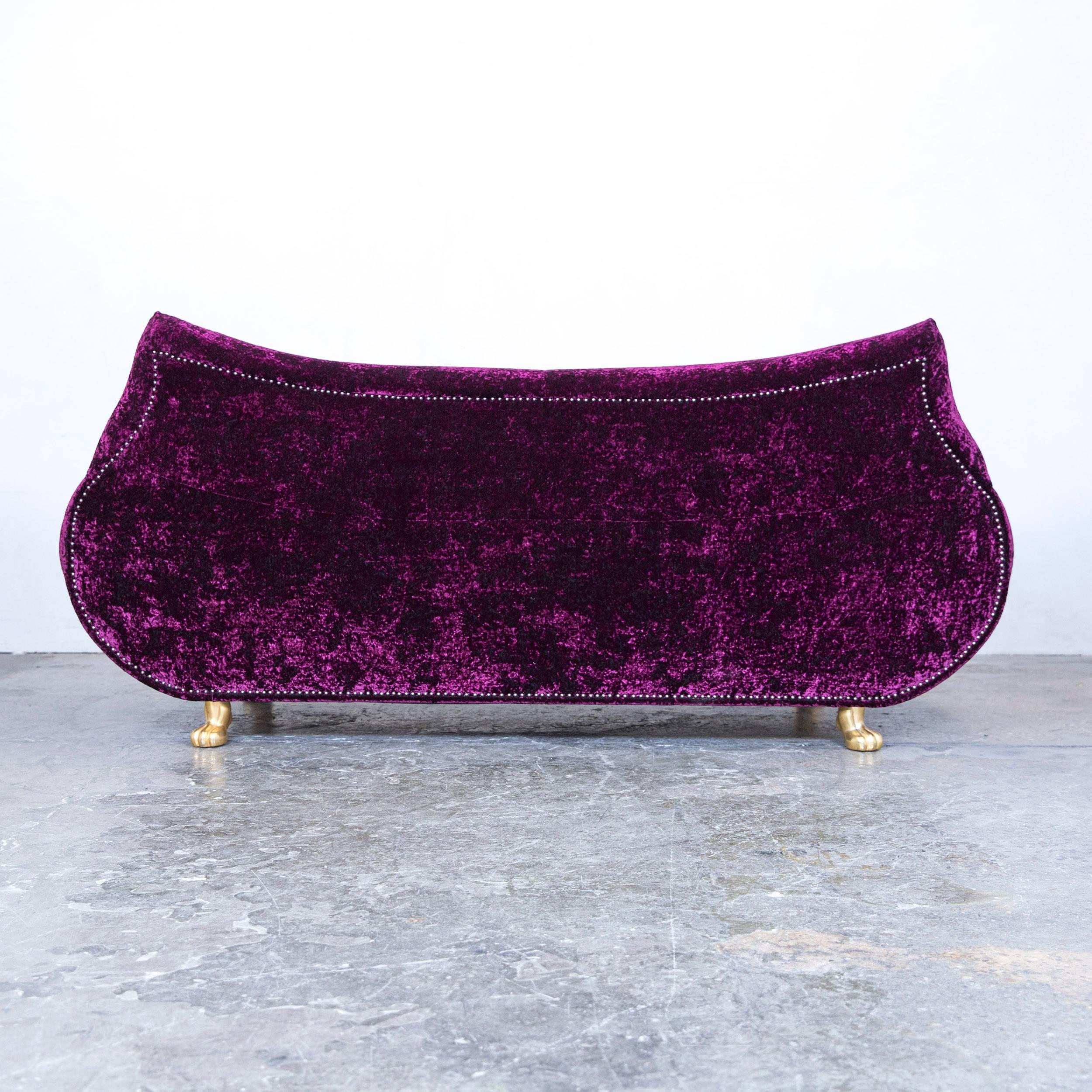 Bretz Gaudi Designer Sofa Velvet Lilac Gold Fabric Two-Seat Couch Modern For Sale 1