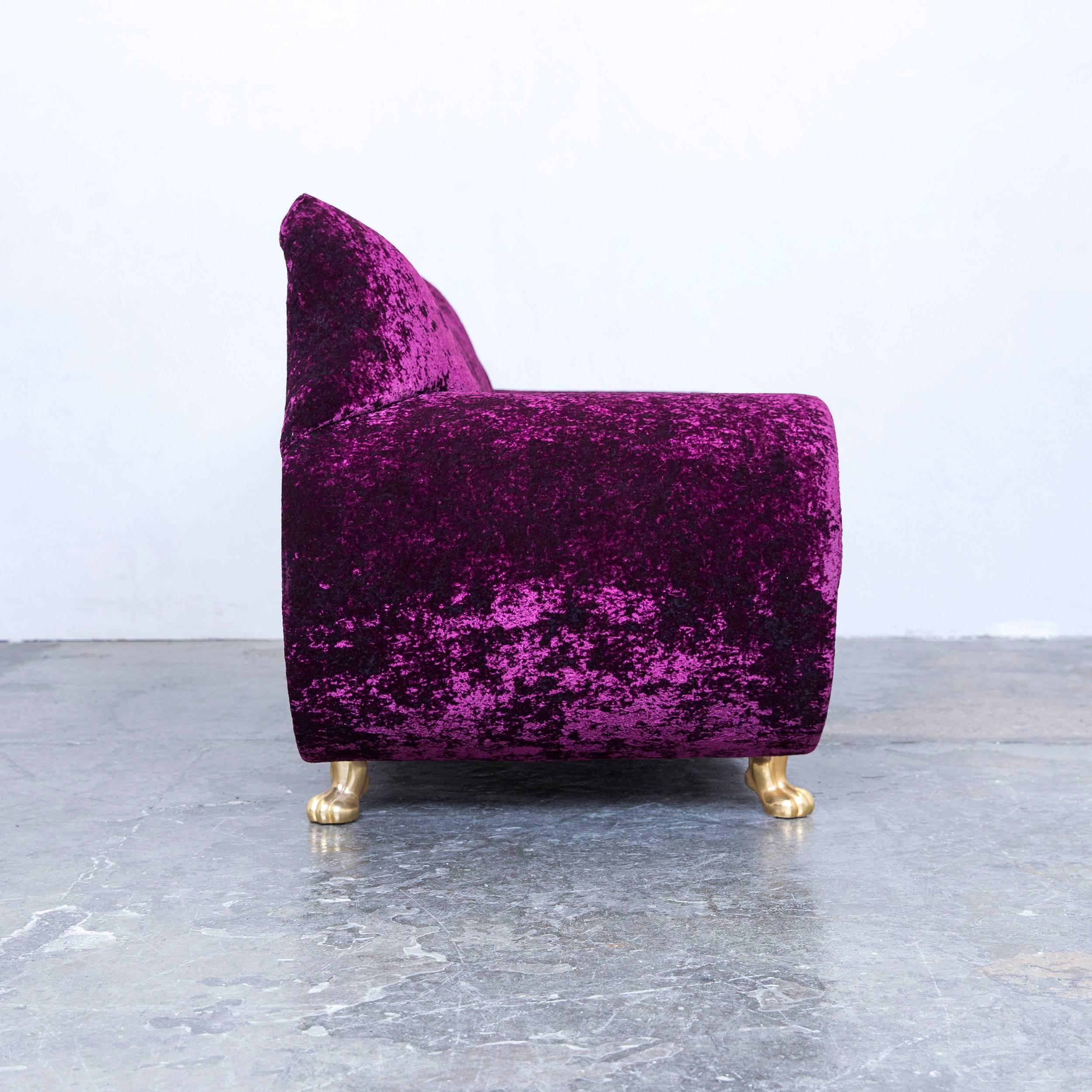 Bretz Gaudi Designer Sofa Velvet Lilac Gold Fabric Two-Seat Couch Modern For Sale 2