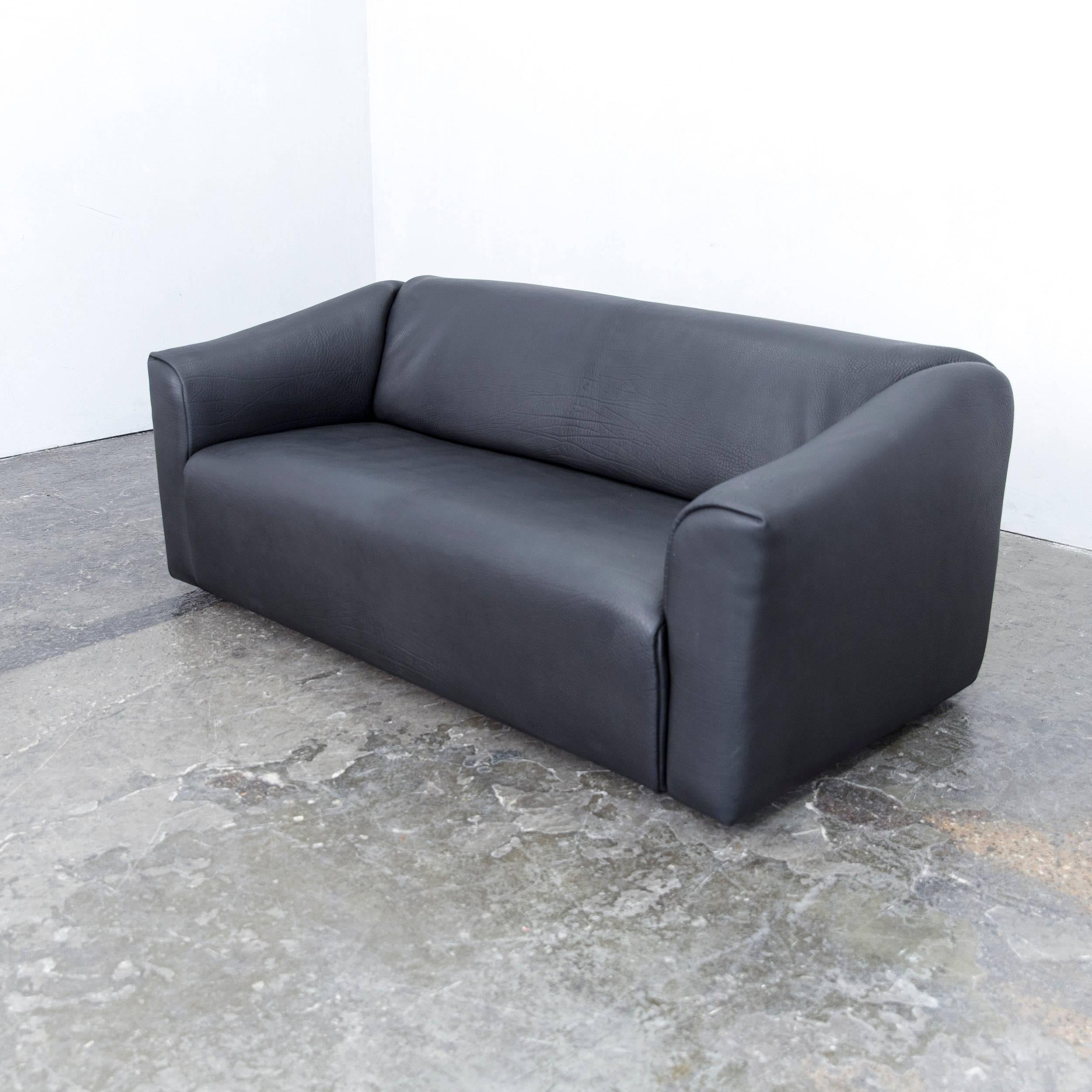 Swiss De Sede DS 47 Designer Sofa Neckleather Black Three-Seat Function Couch Modern