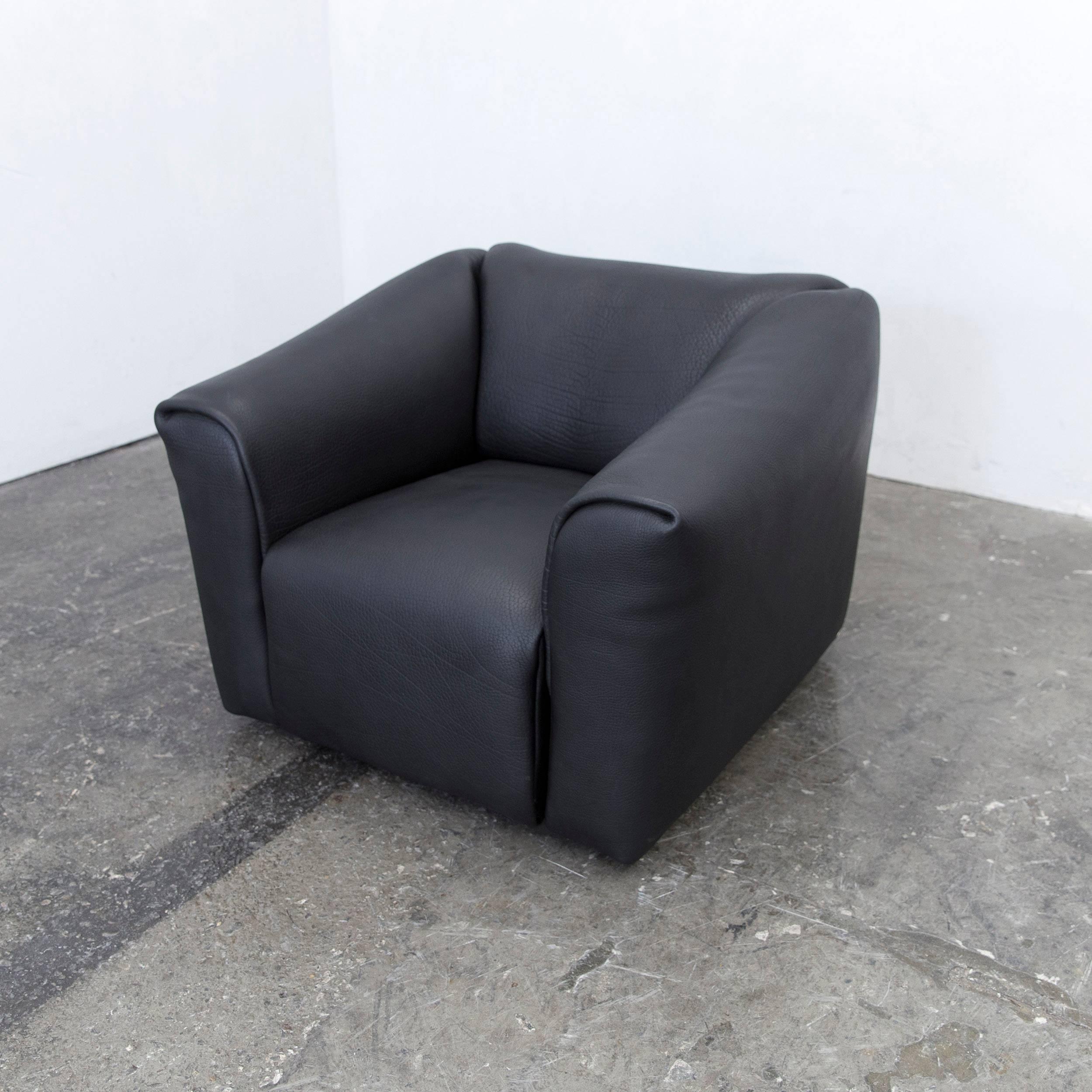 Swiss De Sede DS 47 Designer Armchair Neckleather Black Three-Seat Function Couch