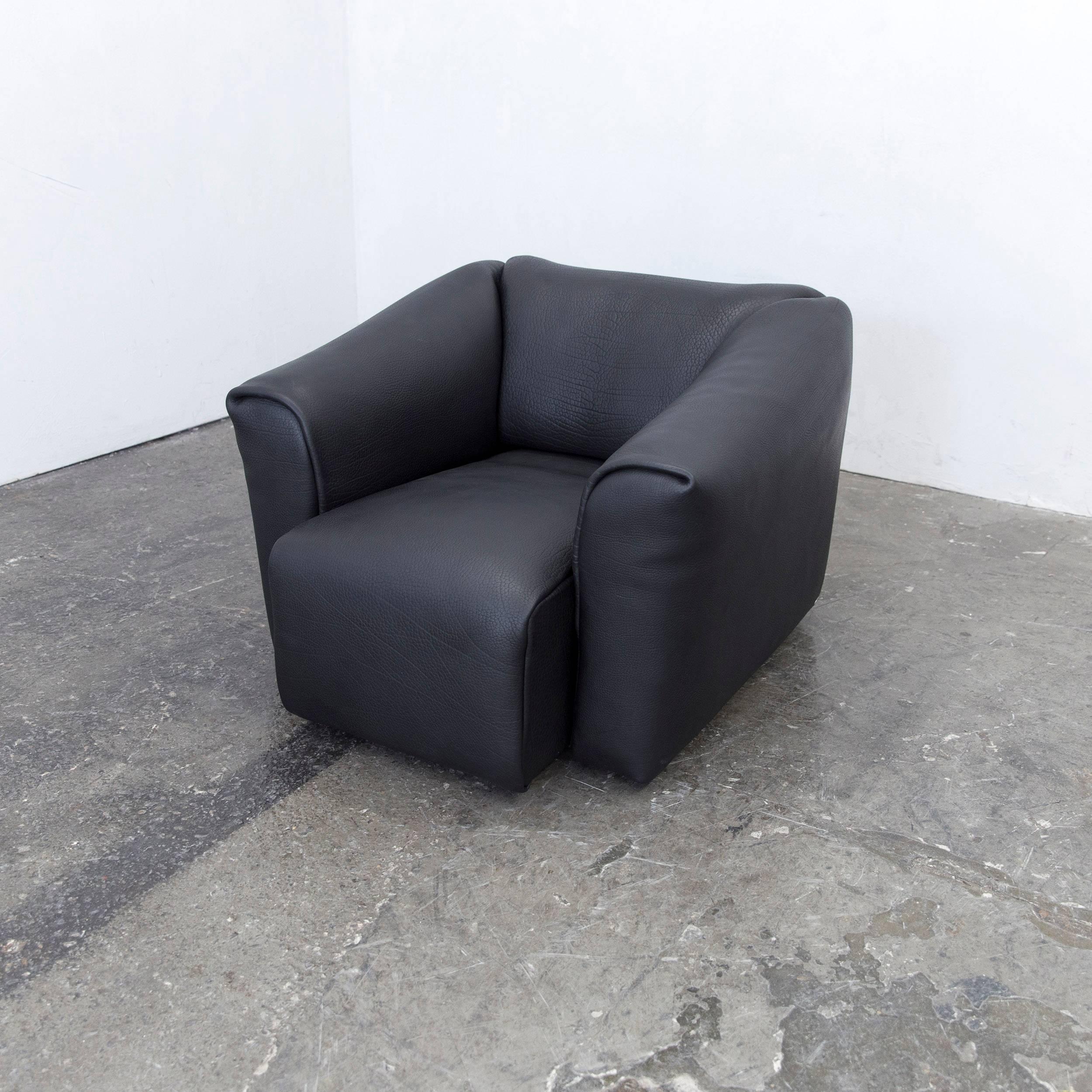De Sede DS 47 Designer Armchair Neckleather Black Three-Seat Function Couch In Excellent Condition In Cologne, DE