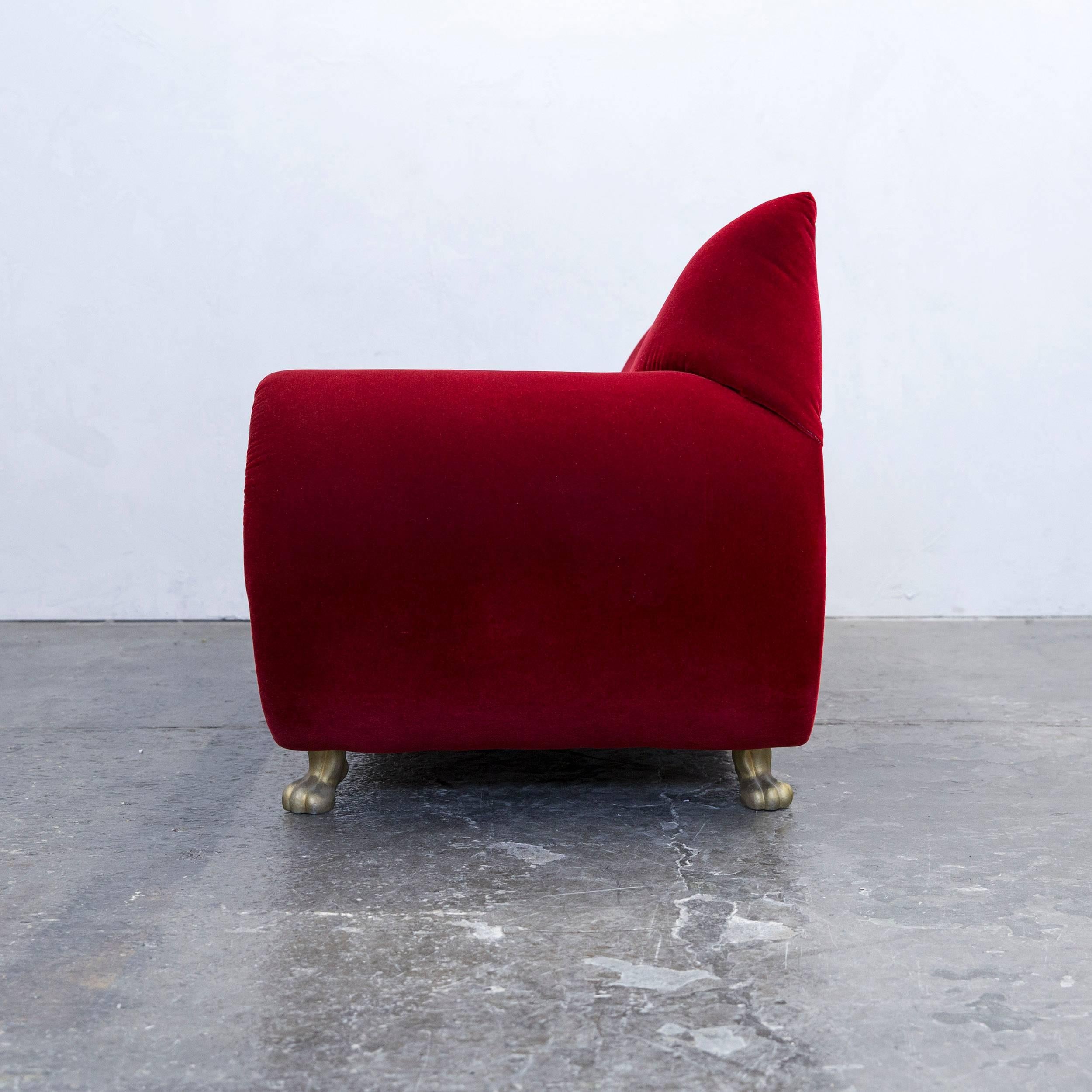 Bretz Gaudi Designer Sofa Rote Stoff Chaiselongue Recamiere Dreisitzer-Kommode (21. Jahrhundert und zeitgenössisch)