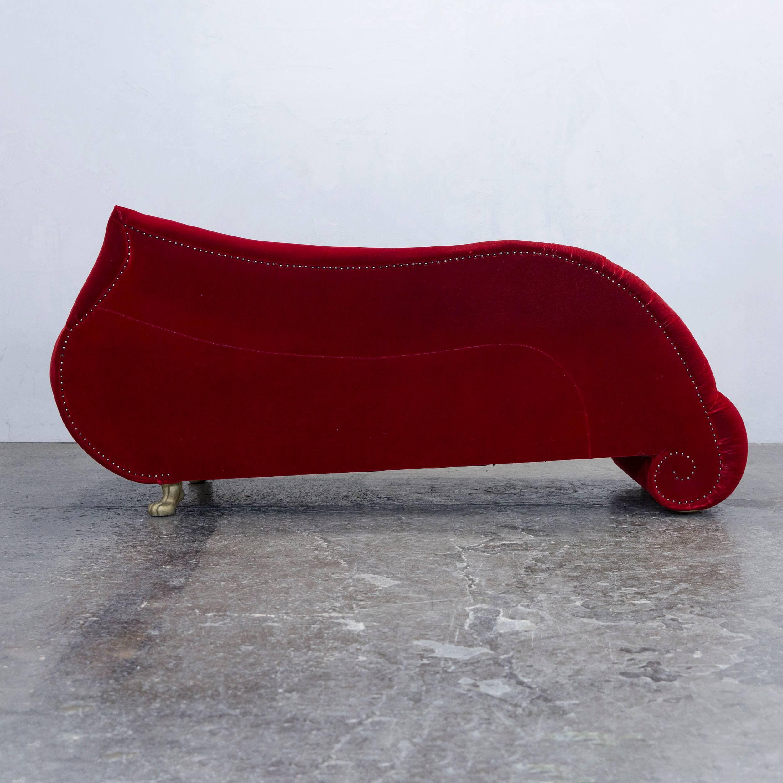Bretz Gaudi Designer Sofa Rote Stoff Chaiselongue Recamiere Dreisitzer-Kommode (Leder)