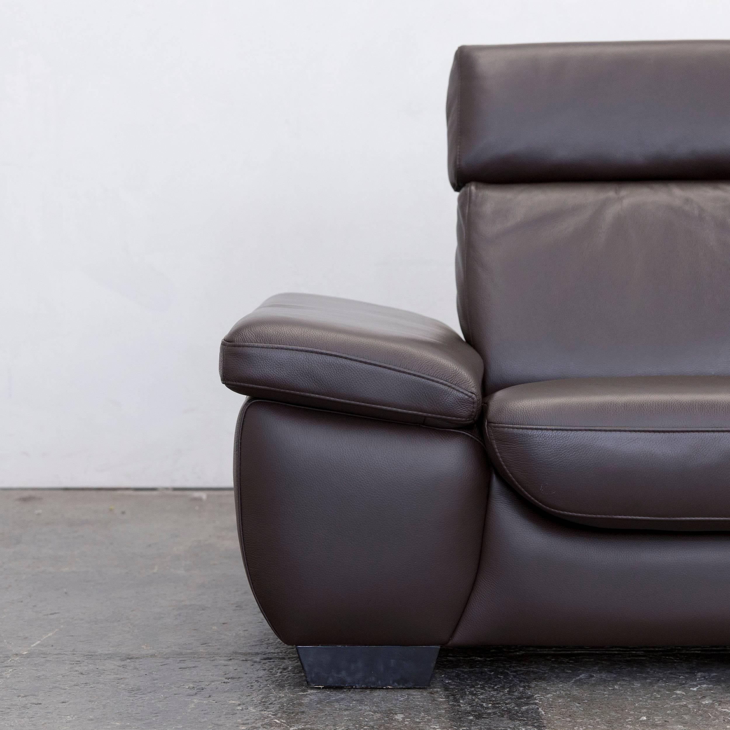 Design Two-Seat Couch Recliner Brown Leather Modern In Excellent Condition For Sale In Cologne, DE