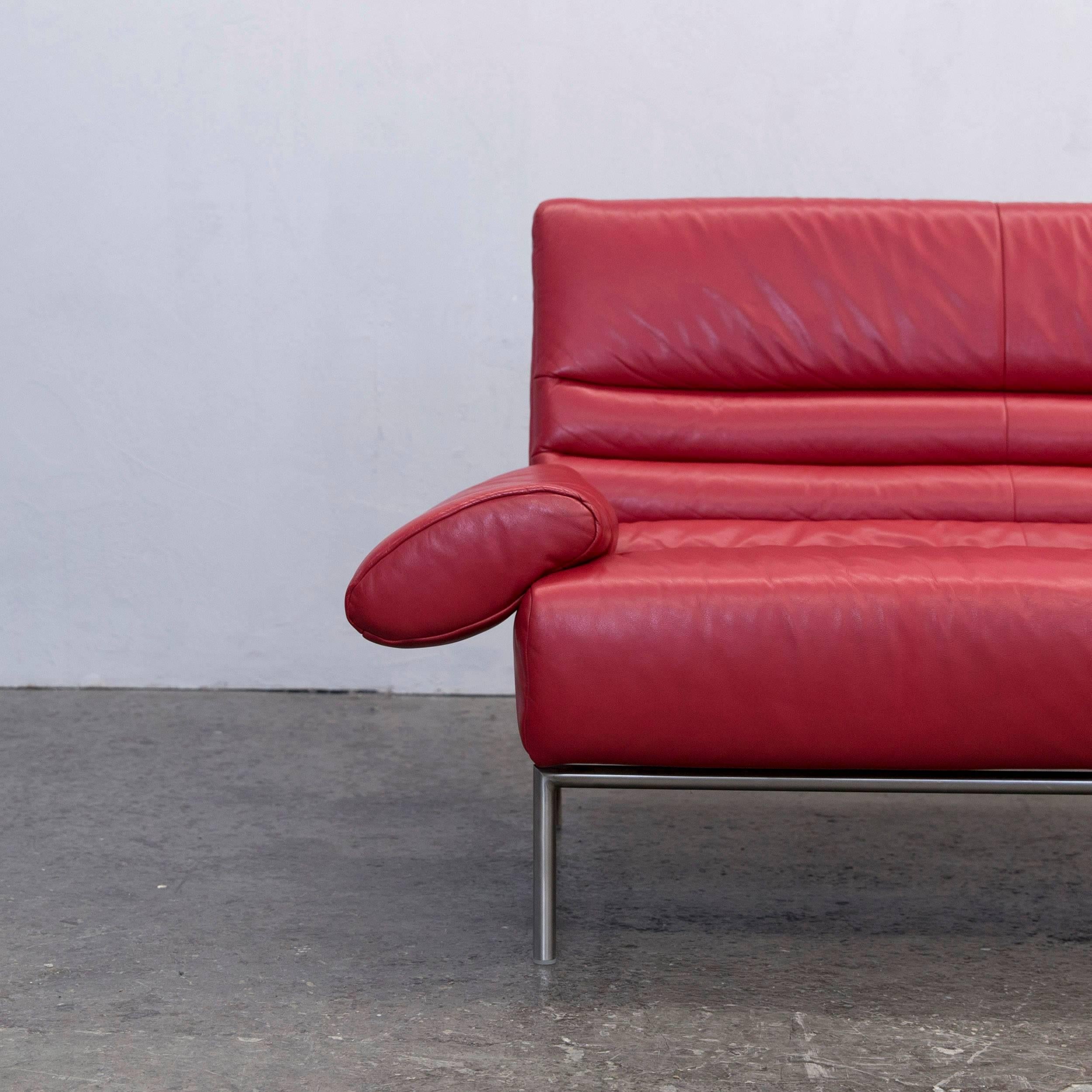 Koinor Design Leather Corner Couch Red Function Modern In Good Condition In Cologne, DE