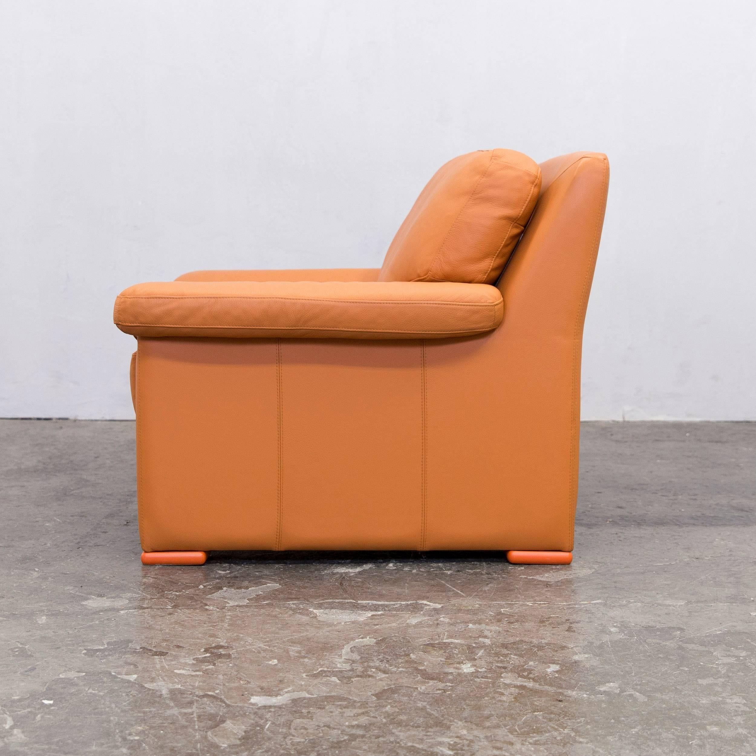 Willi Schillig Designer Chair Orange Leather Three-Seat German Design In Good Condition For Sale In Cologne, DE