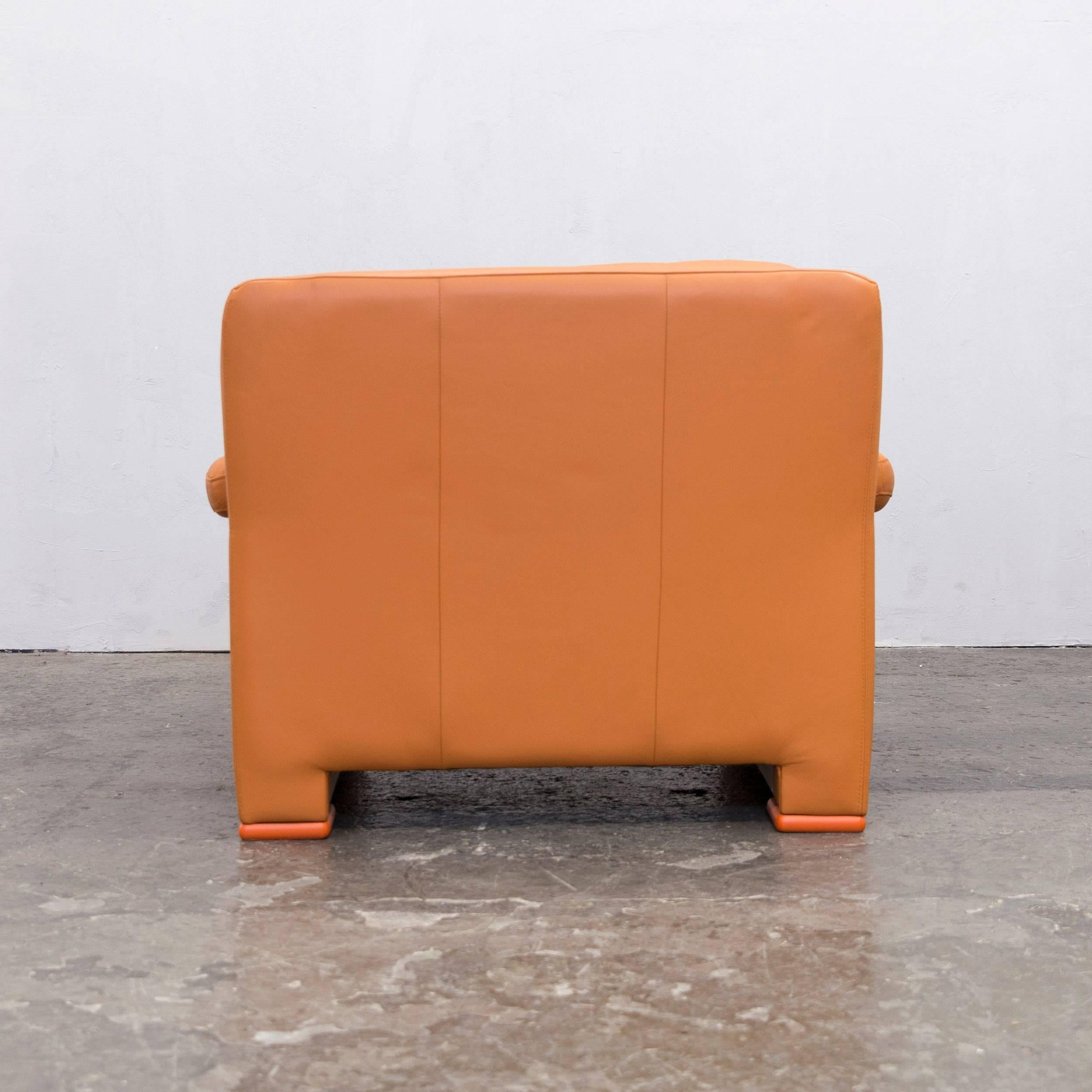 Contemporary Willi Schillig Designer Chair Orange Leather Three-Seat German Design For Sale