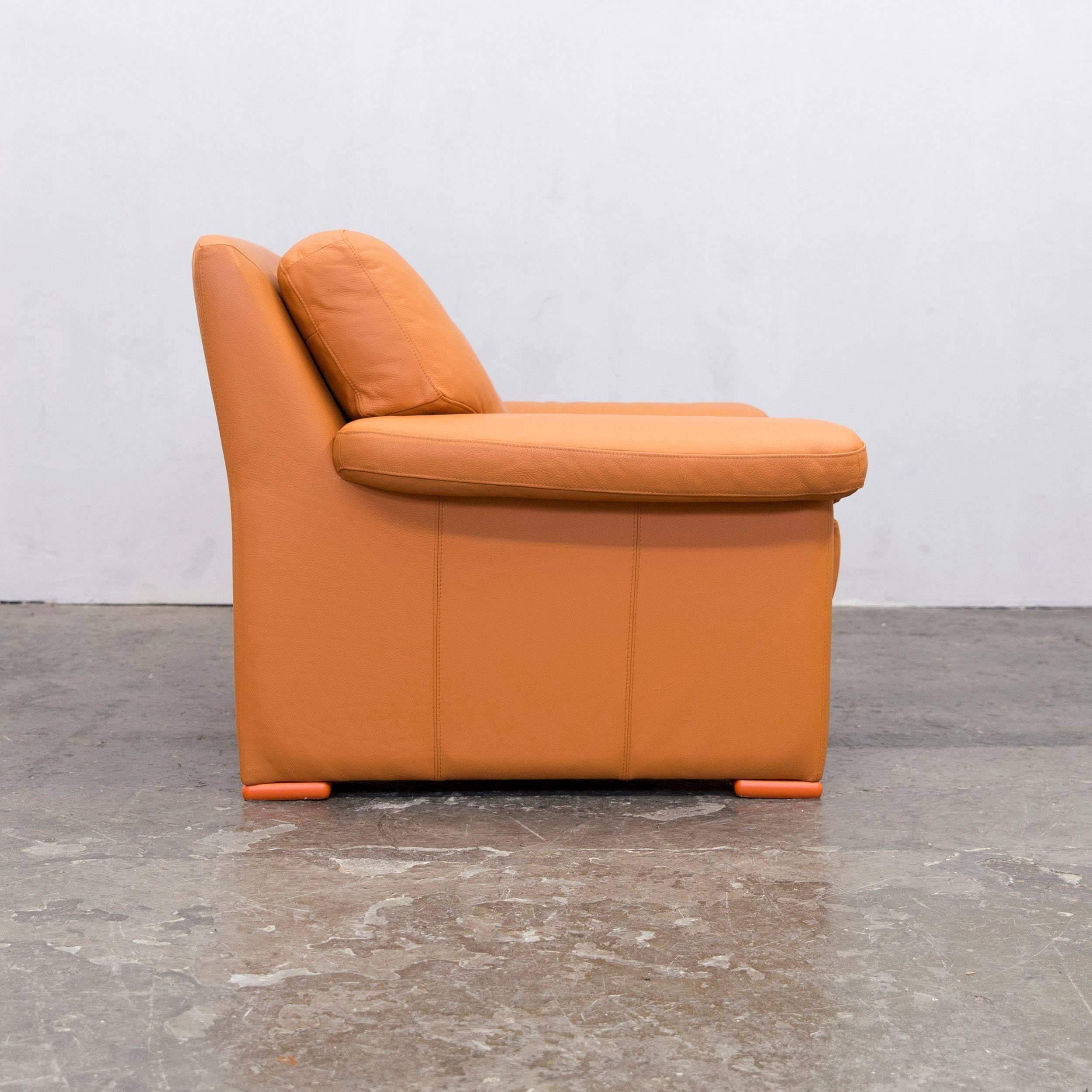 Willi Schillig Designer Chair Orange Leather Three-Seat German Design For Sale 1