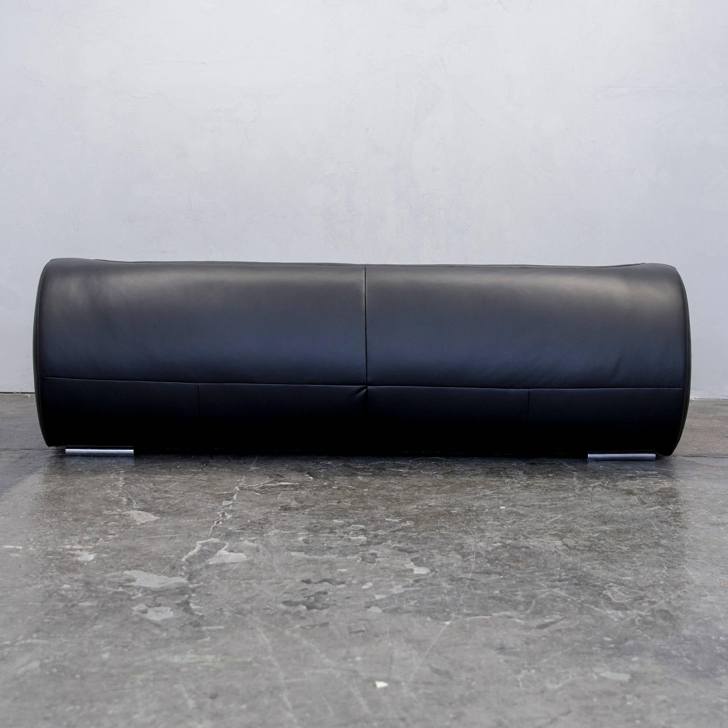 Koinor Pearl Designer-Sofa aus schwarzem Leder mit drei Sitzen 2