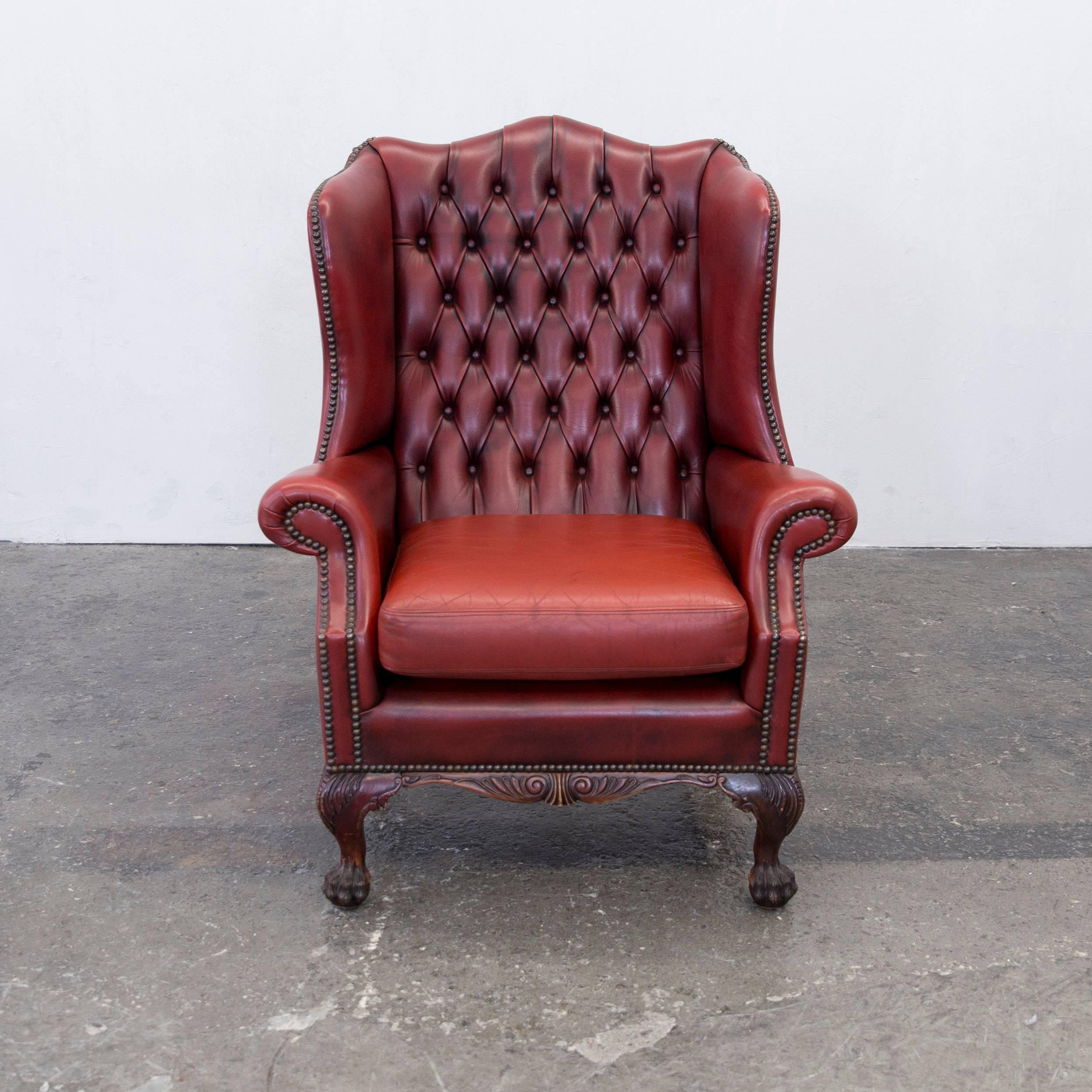 oxblood chesterfield wingback chair