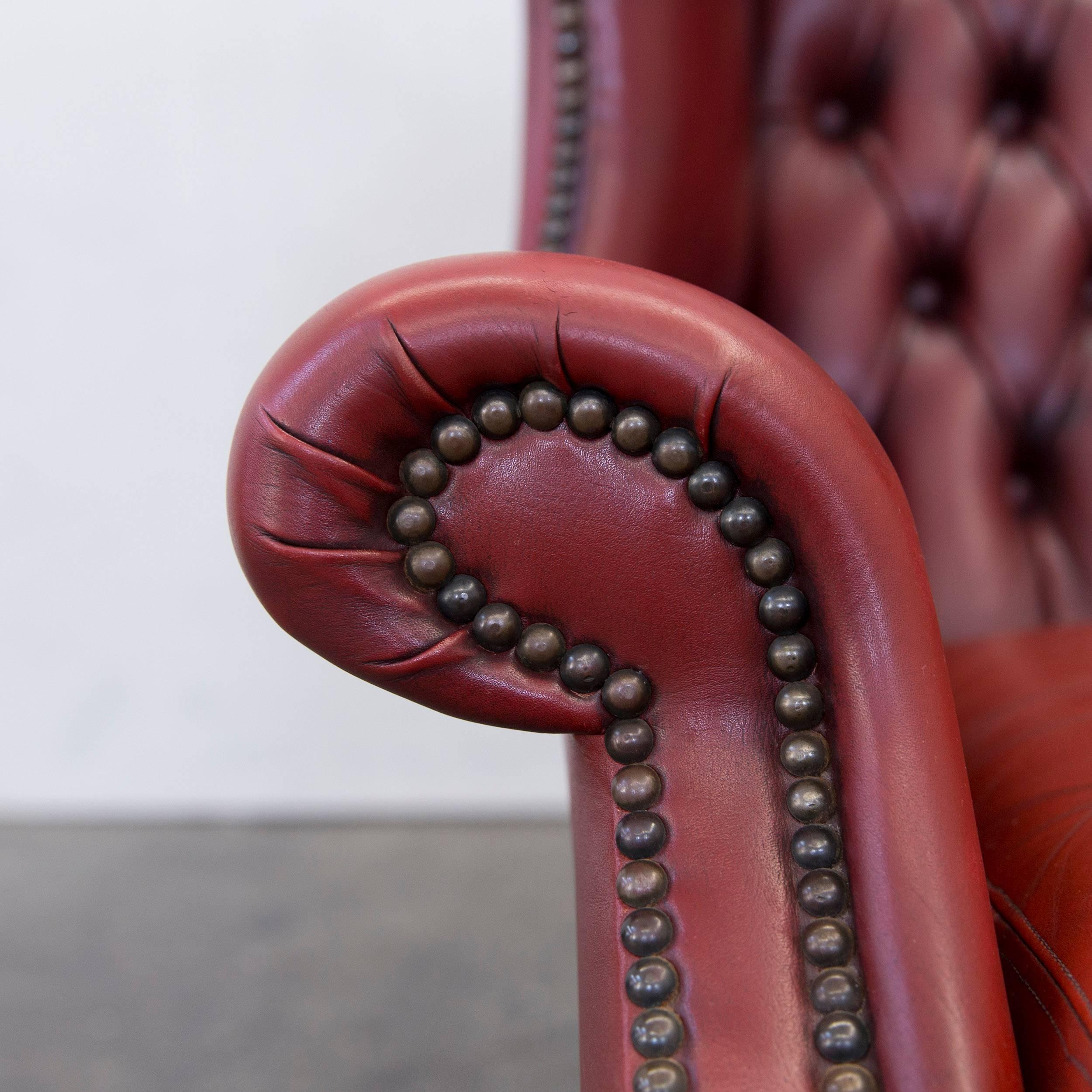 oxblood leather wingback chair