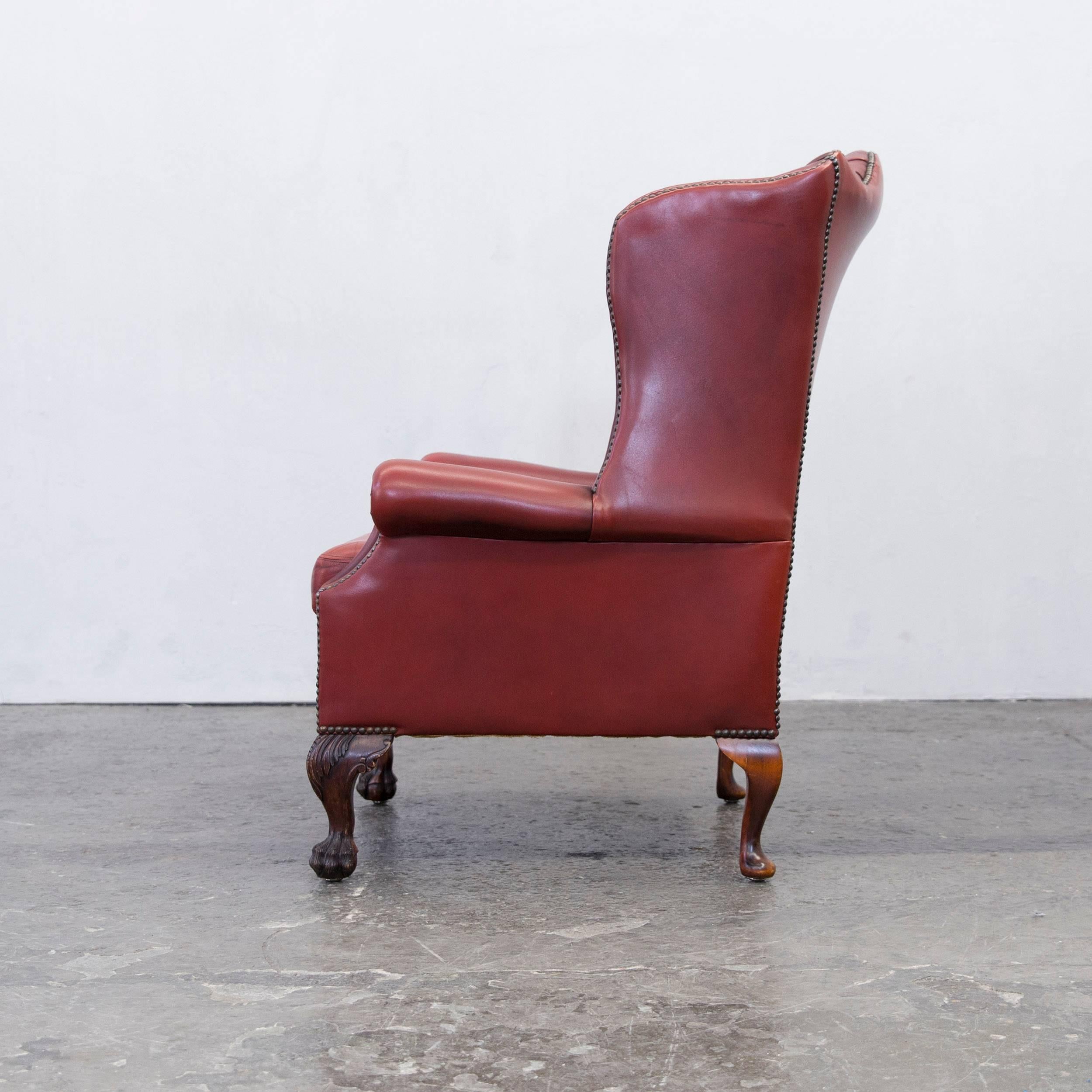 Chesterfield Wingback Chair Set of Four in Stunning Oxblood Red Full Leather In Good Condition In Cologne, DE