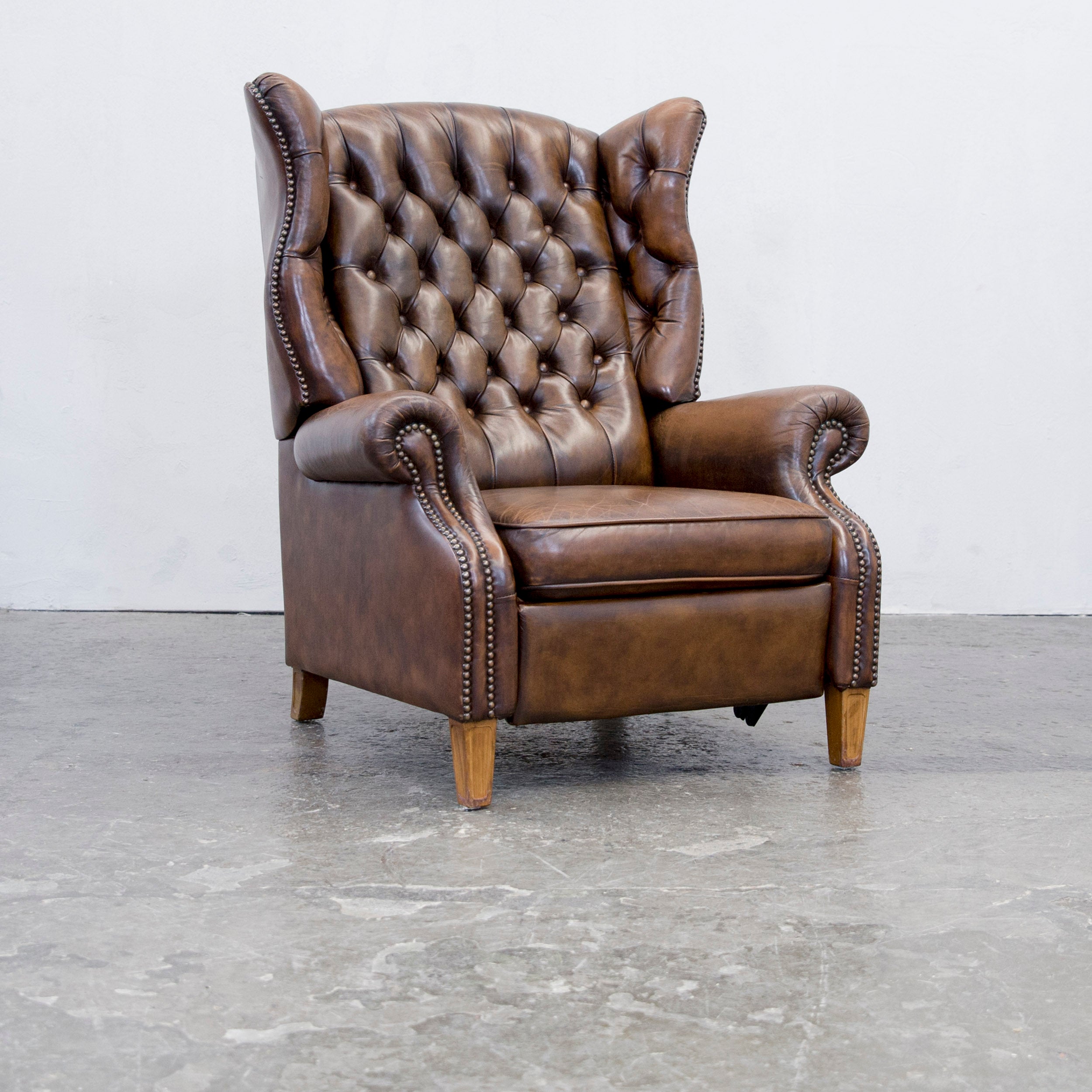 Chesterfield Recliner Armchair Brown Leather At 1stdibs