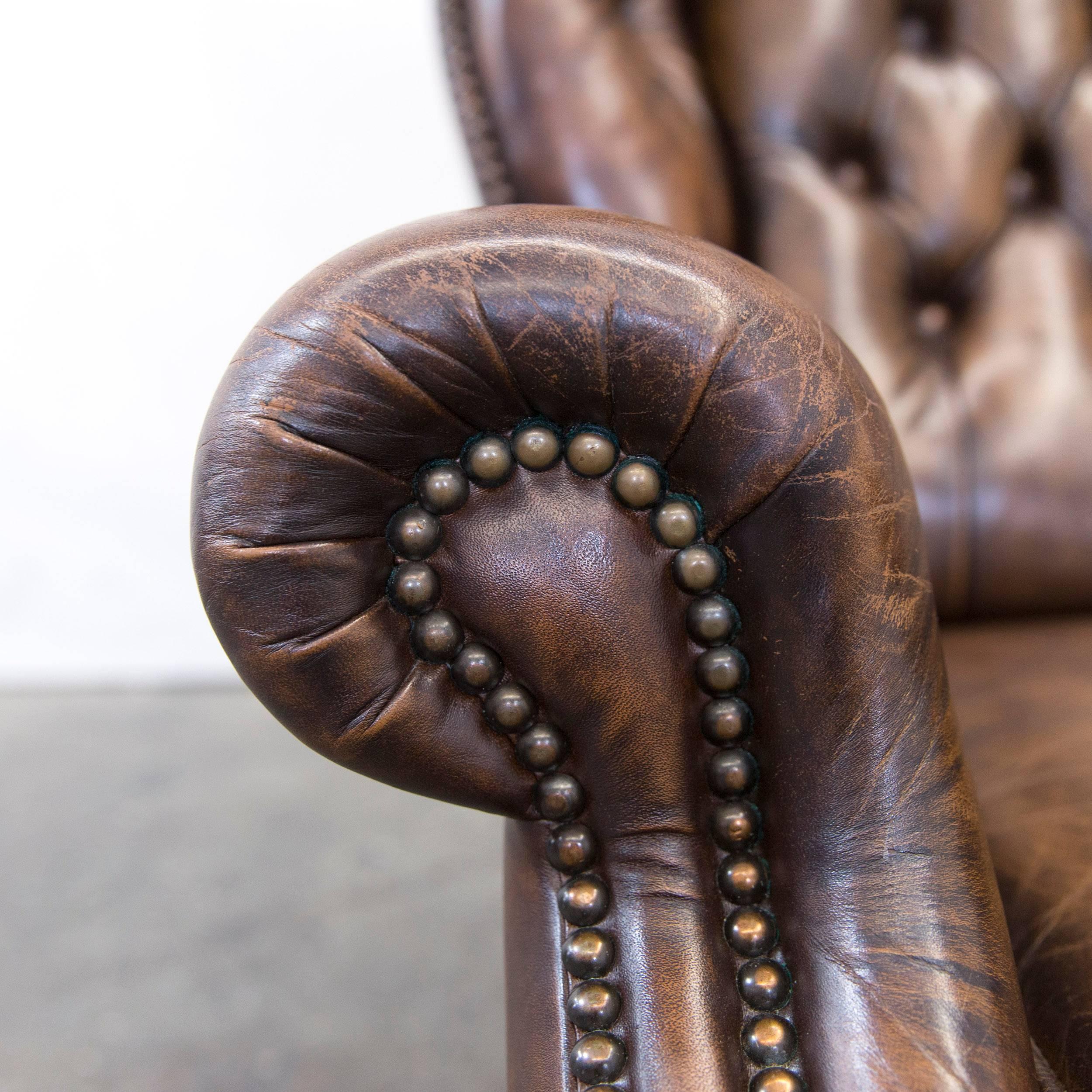 Contemporary Chesterfield Recliner Armchair Brown Leather