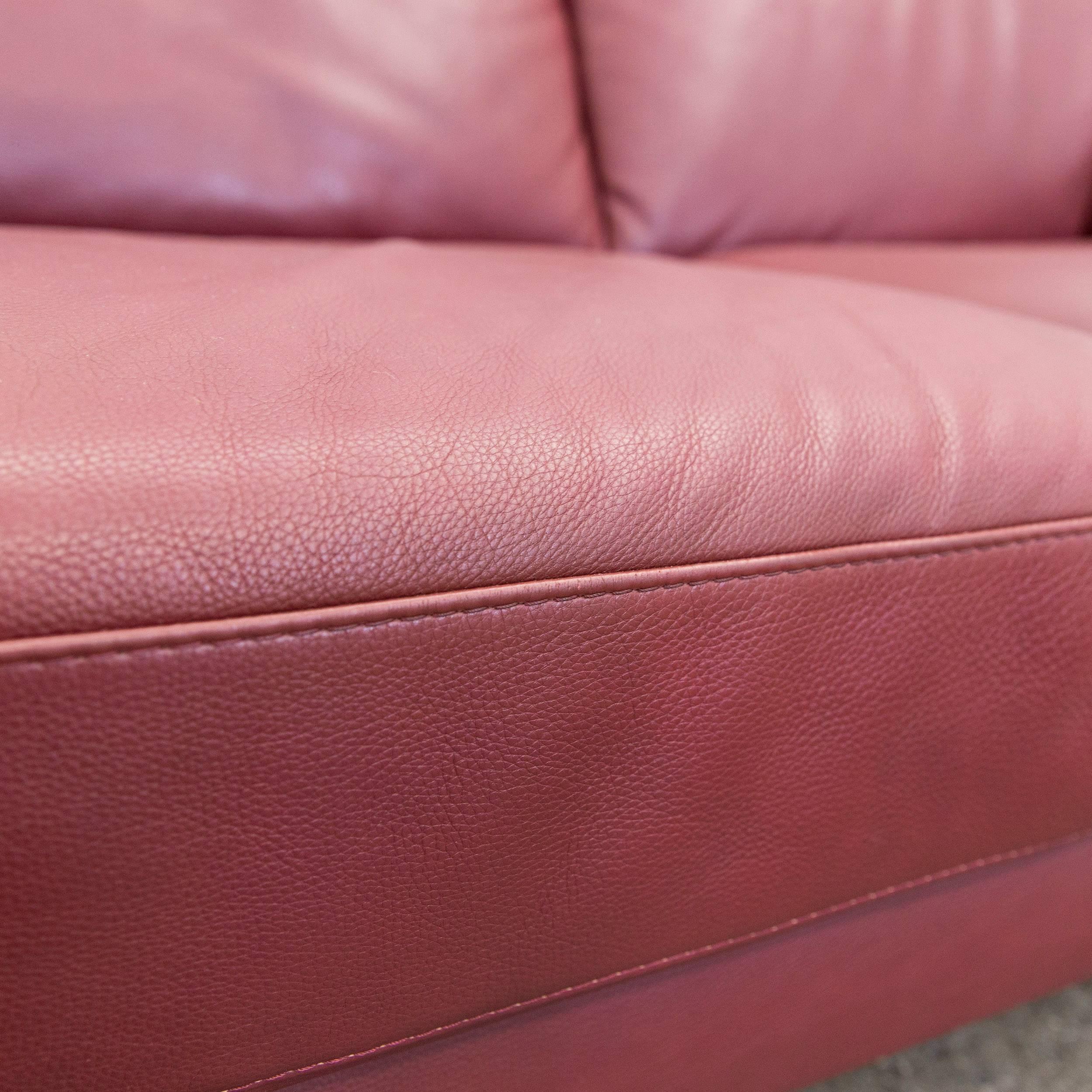 Natuzzi Designer-Leder-Dreisitzer-Couch Rot im Zustand „Gut“ in Cologne, DE