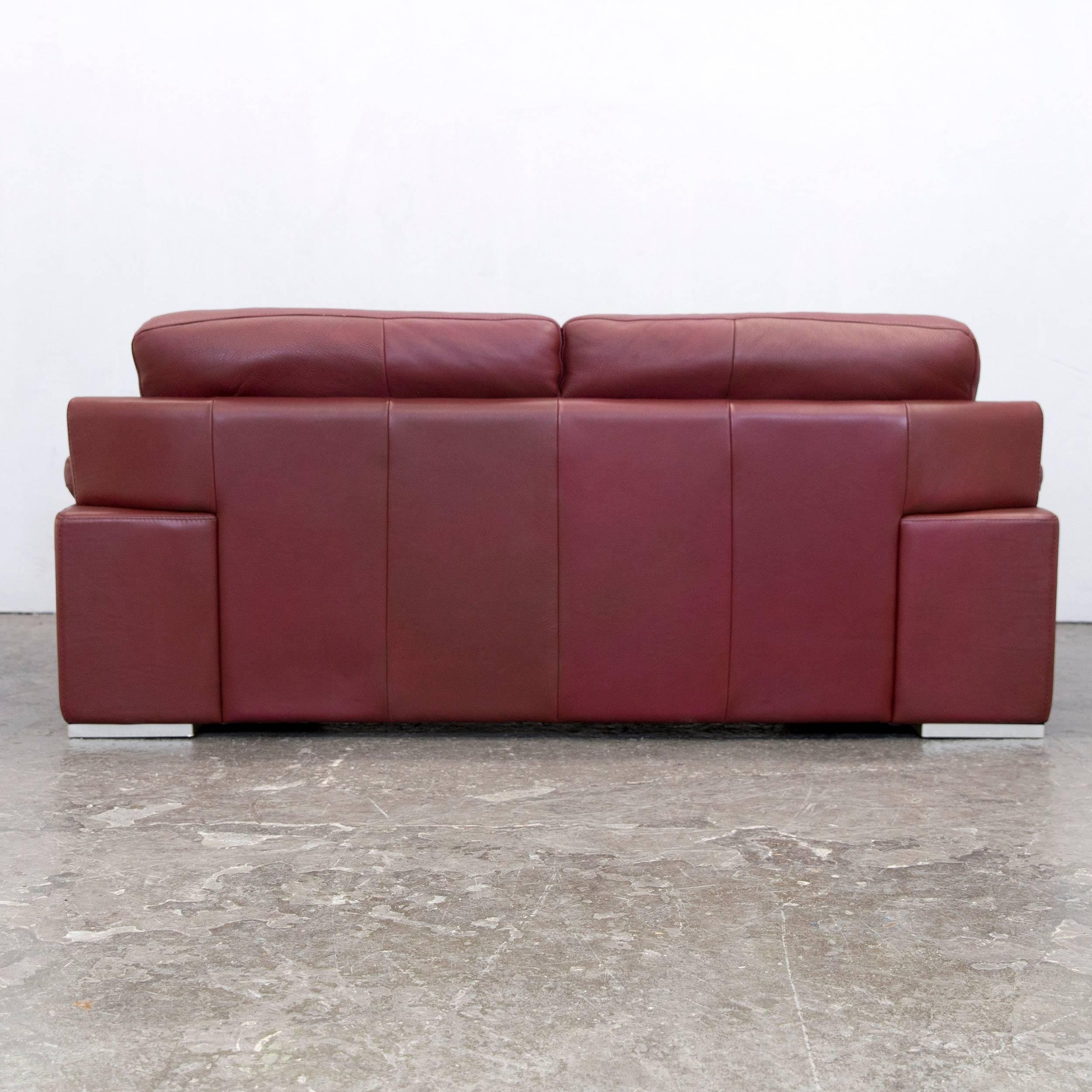 Natuzzi Designer-Leder-Dreisitzer-Couch Rot 3