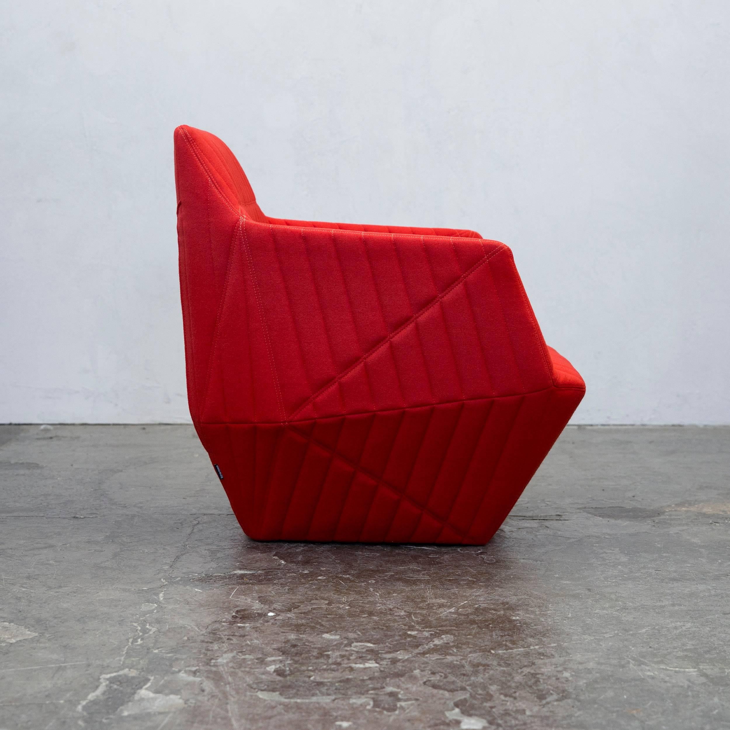 Contemporary Ligne Roset Facett R.&E. Bouroullec Designer Chair Red Fabric Modern