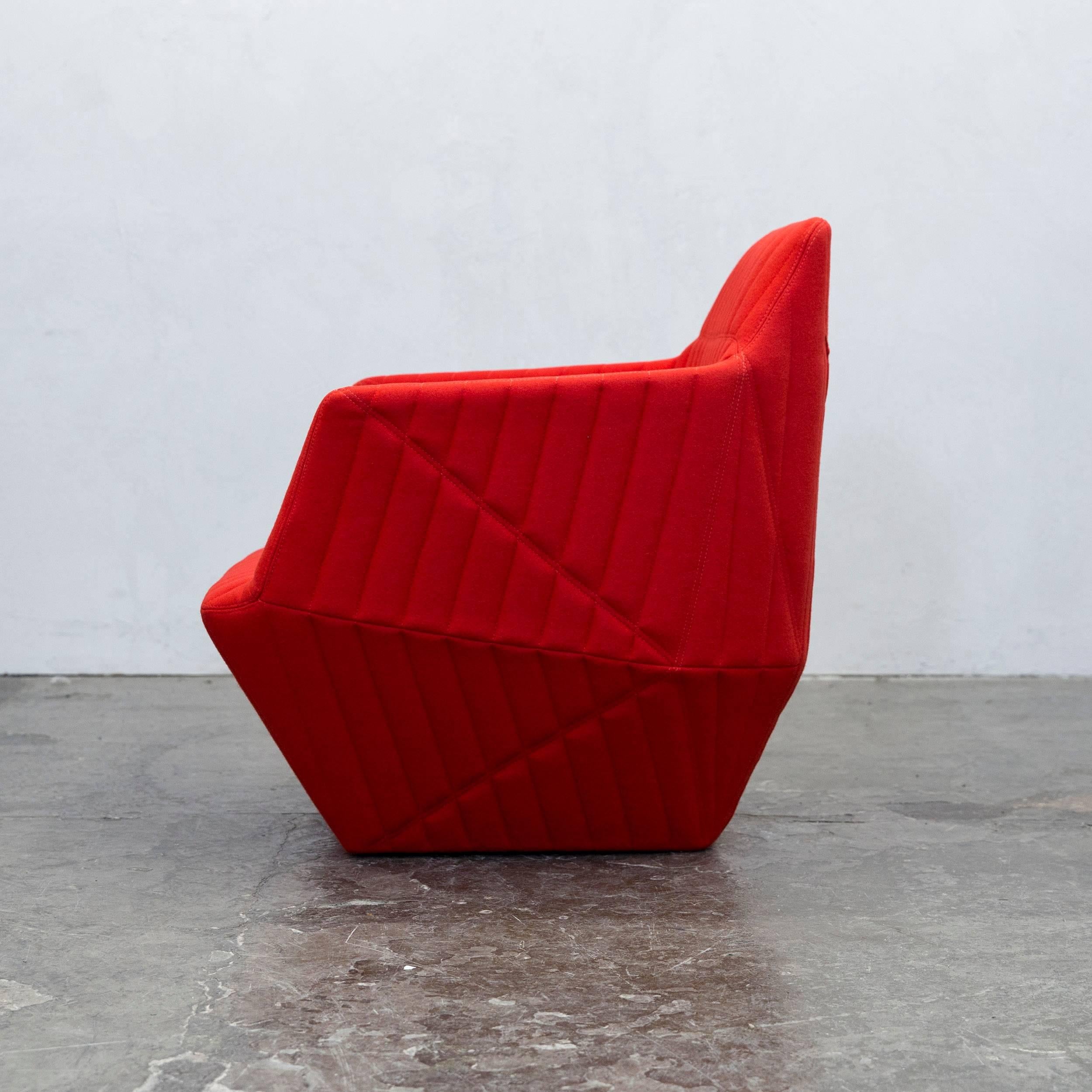 French Ligne Roset Facett R.&E. Bouroullec Designer Chair Red Fabric Modern