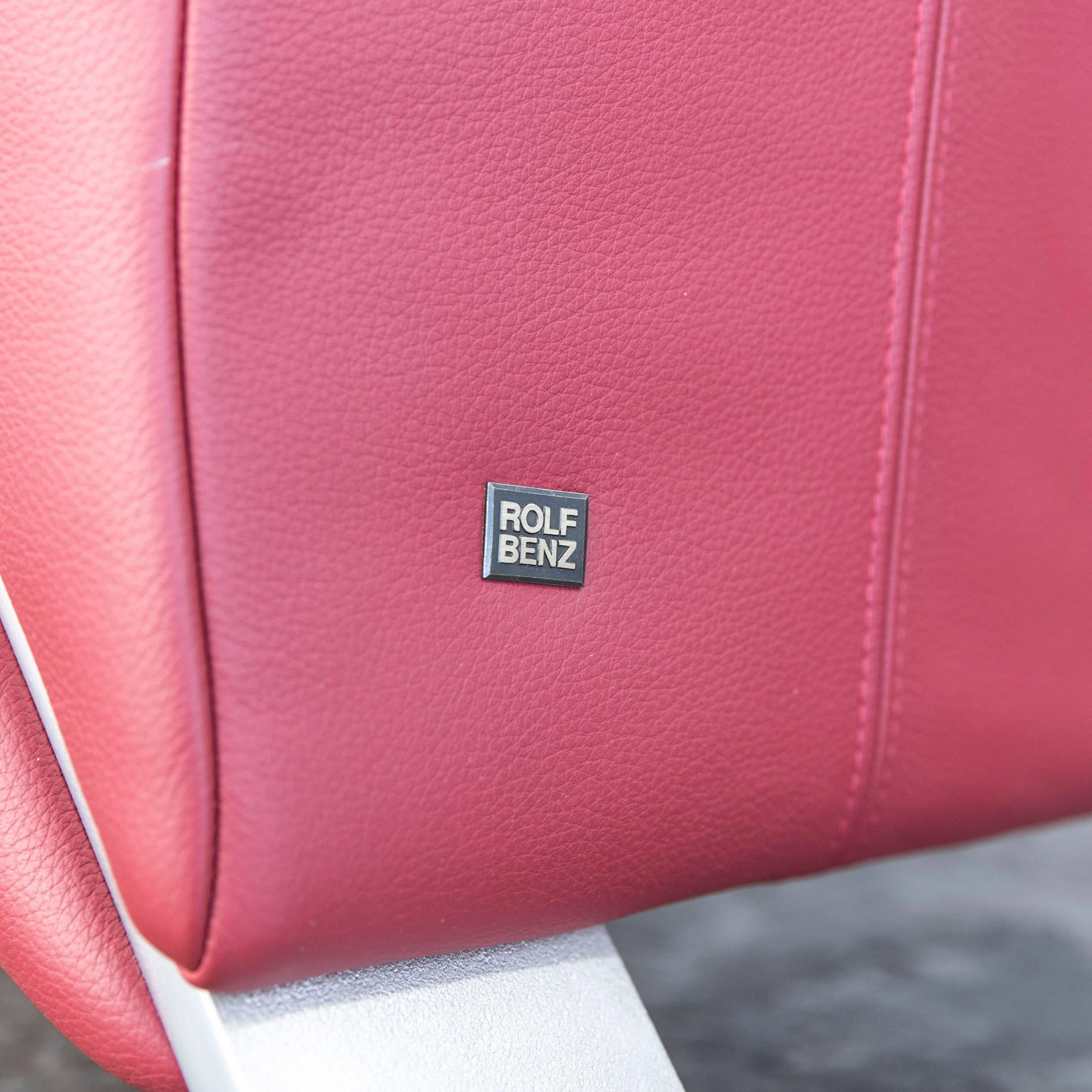 Rolf Benz 322 Designer Sofa Leather Red Three-Seat Modern 1