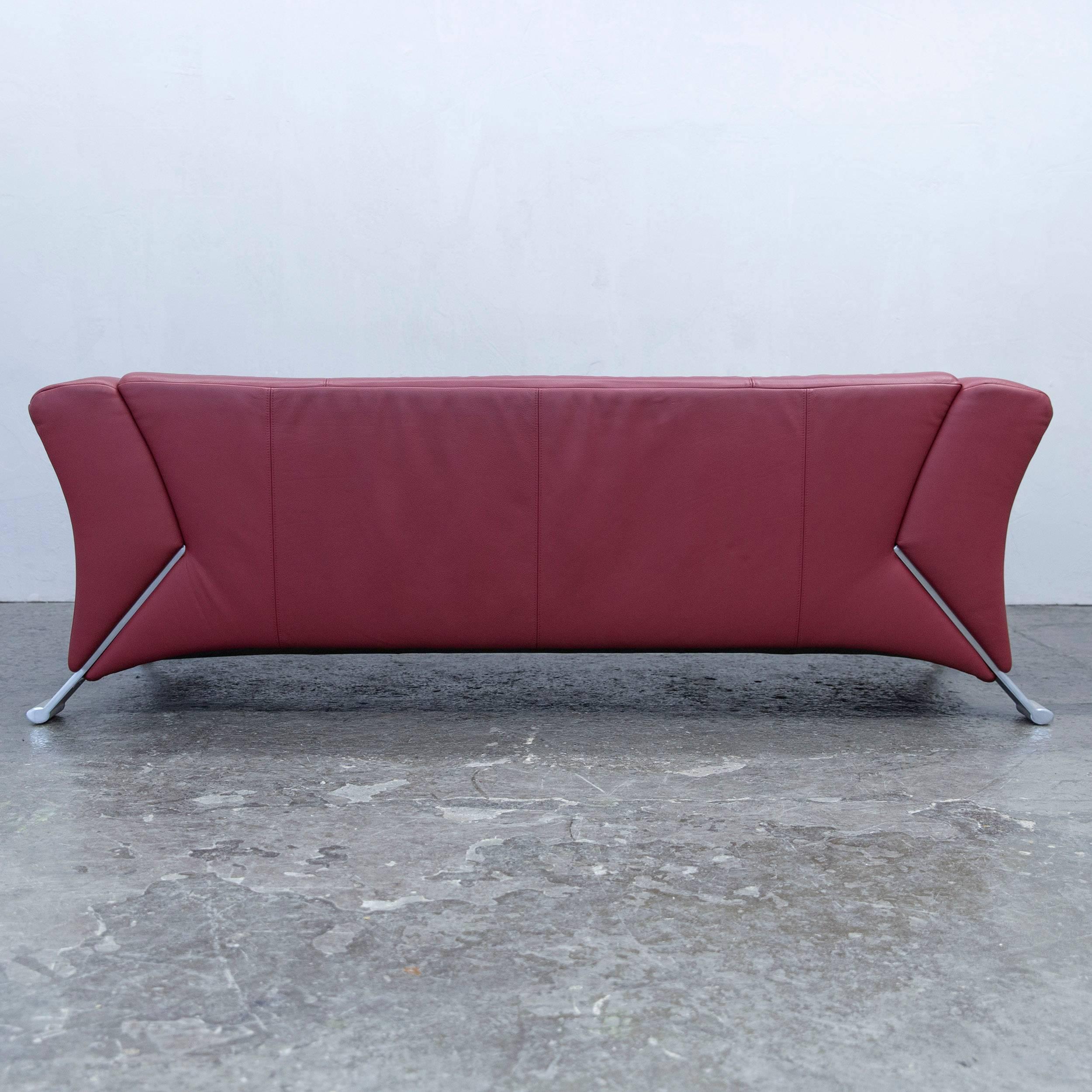 Rolf Benz 322 Designer Sofa Leather Red Three-Seat Modern 3