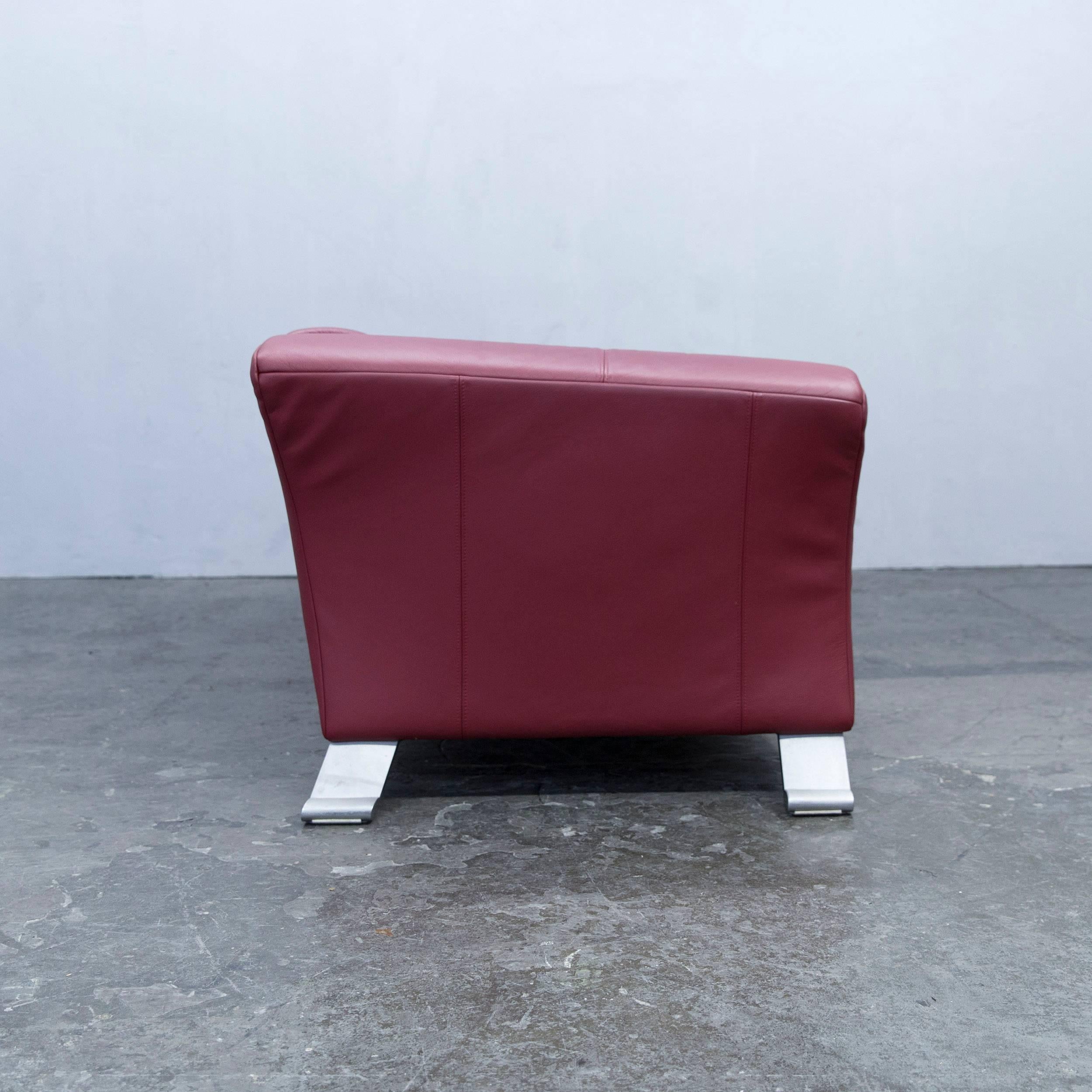 Rolf Benz 322 Designer Sofa Leather Red Three-Seat Modern 4