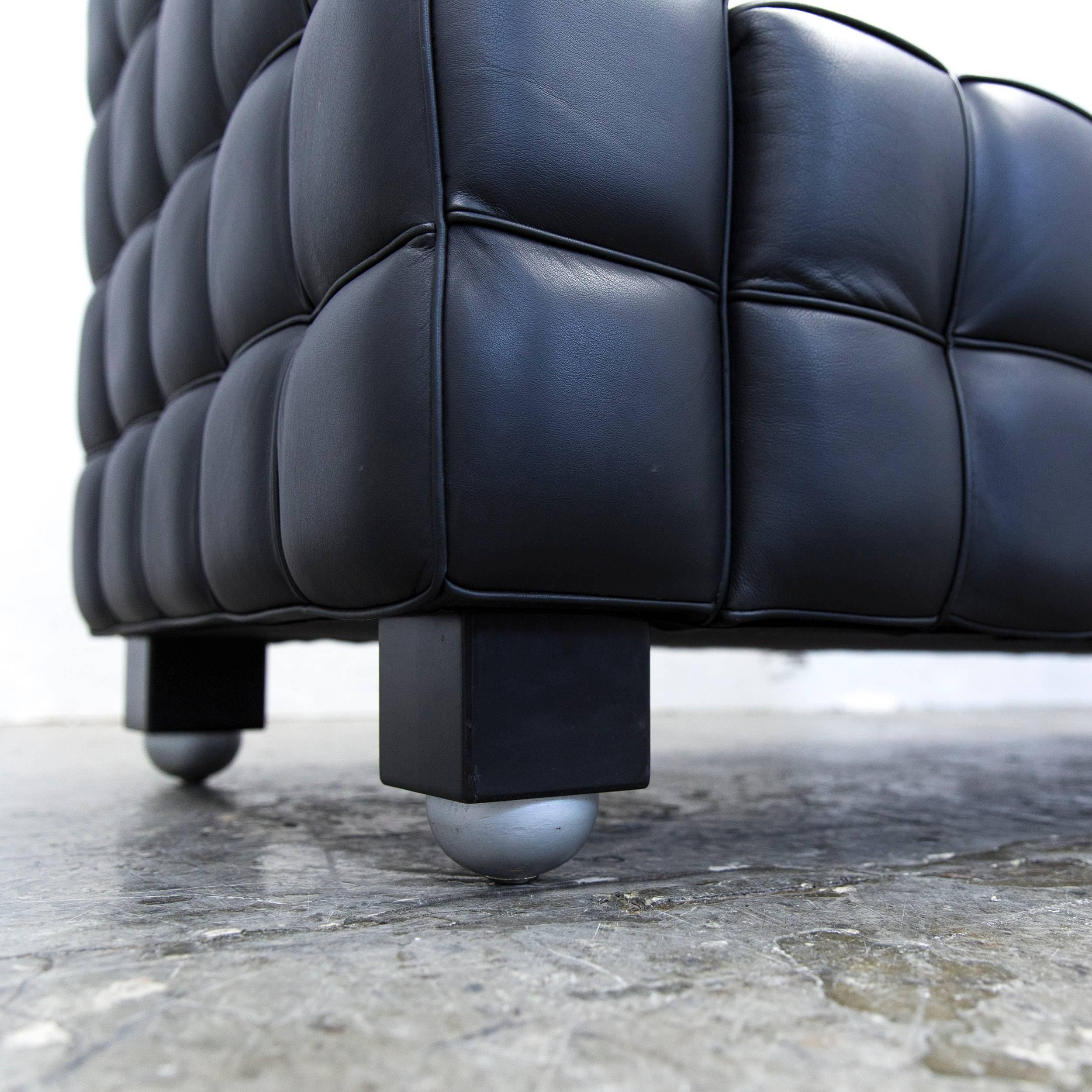 Wittmann Kubus Designer Sofa Leather Black Two-Seat Couch Modern 1
