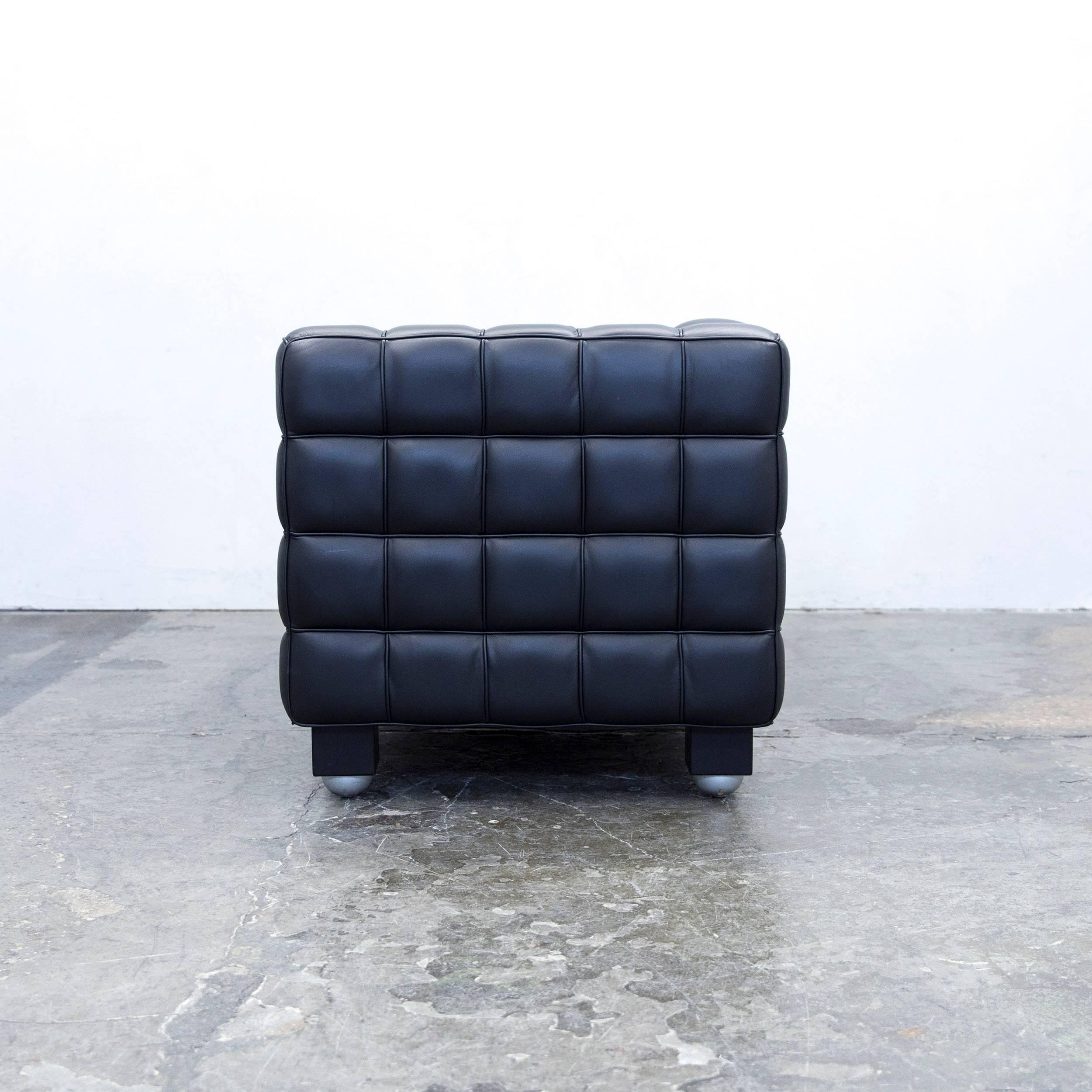 Wittmann Kubus Designer Sofa Leather Black Two-Seat Couch Modern 2