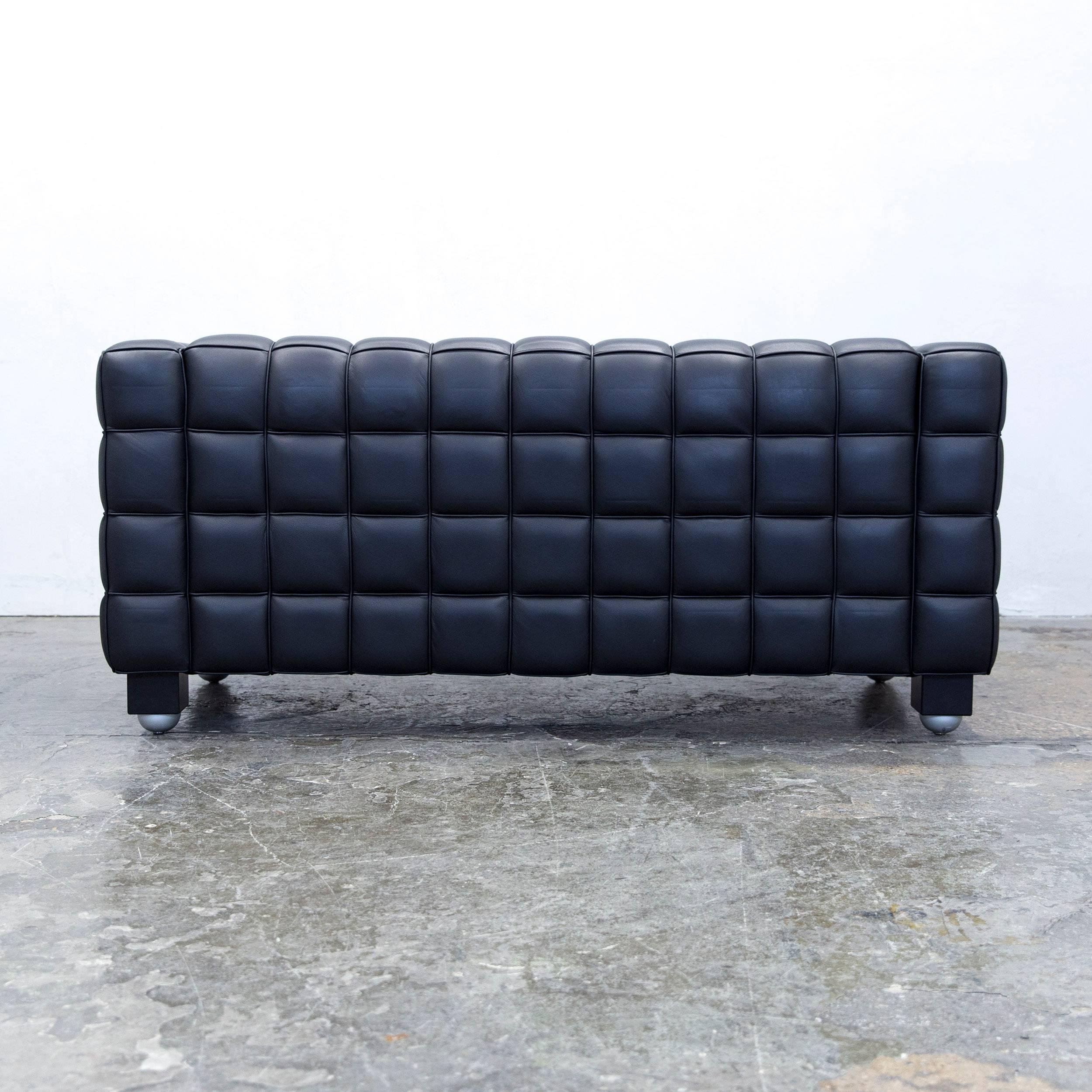 Wittmann Kubus Designer Sofa Leather Black Two-Seat Couch Modern 3