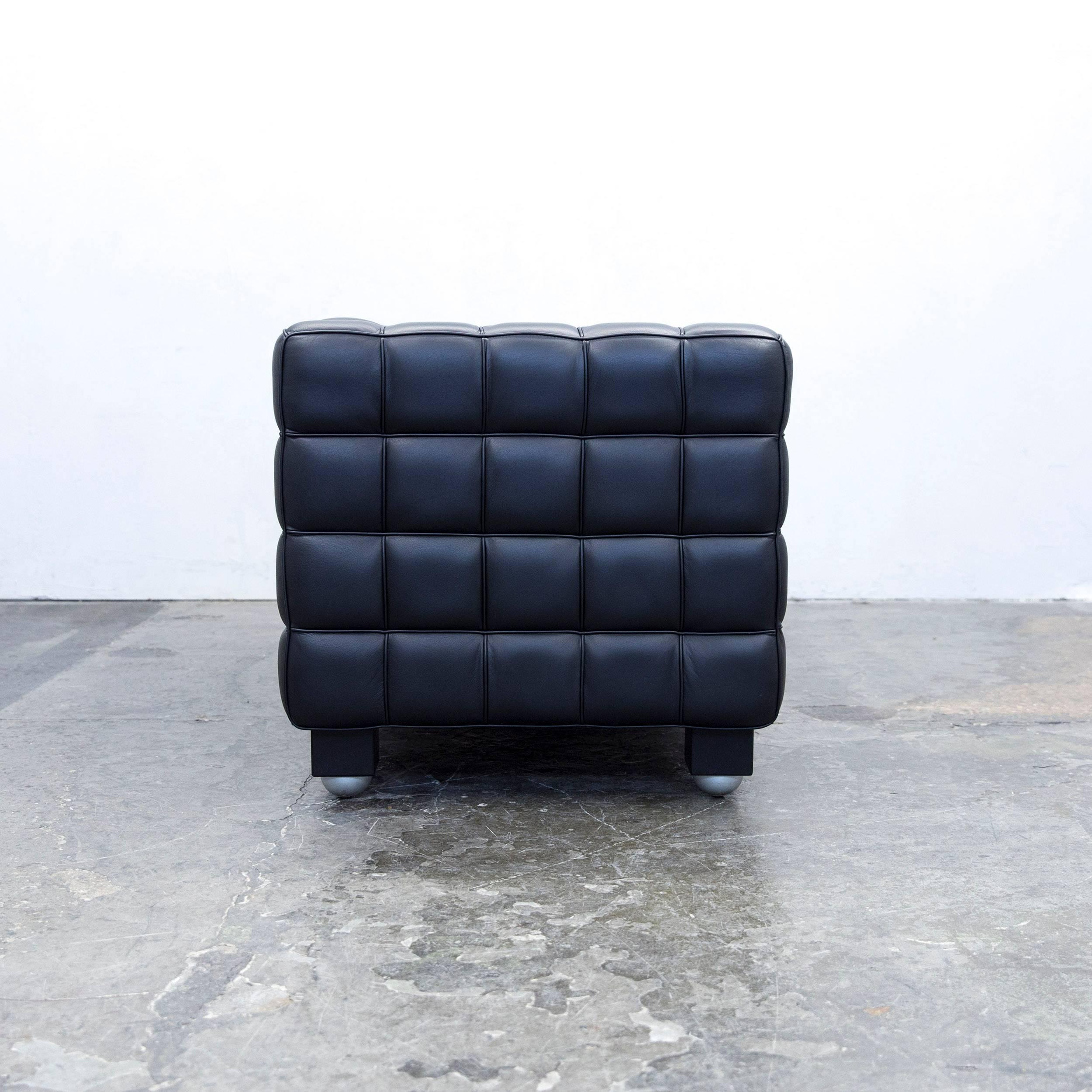 Wittmann Kubus Designer Sofa Leather Black Two-Seat Couch Modern 4