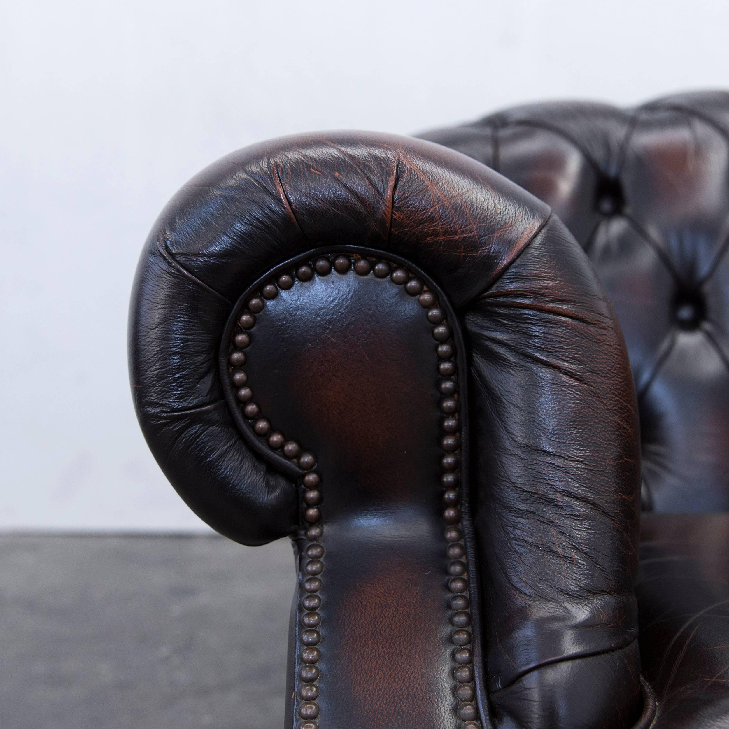 Chesterfield Armchair Leather Brown One Seat Couch Vintage Retro In Good Condition In Cologne, DE