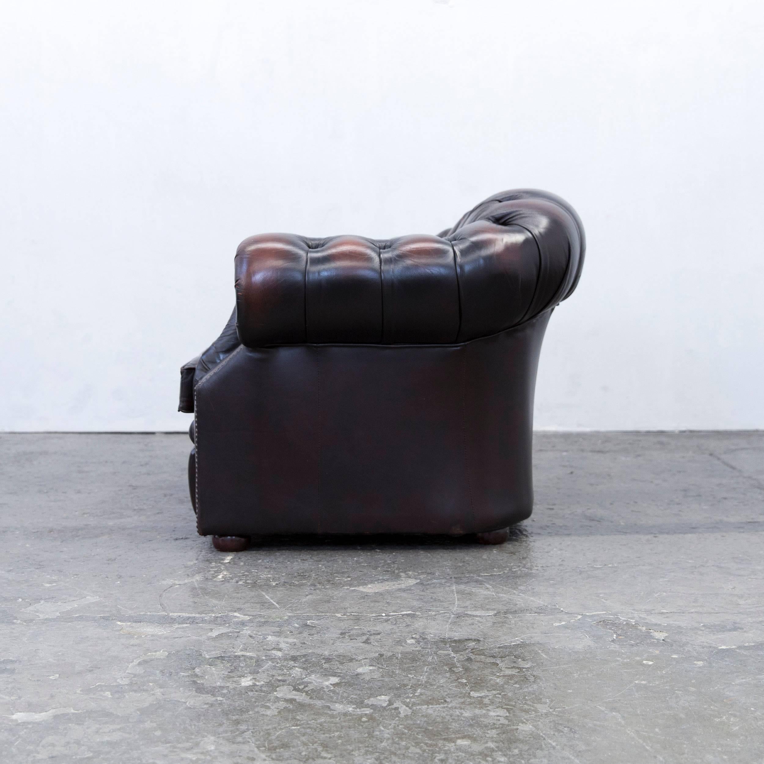 Chesterfield Armchair Leather Brown One Seat Couch Vintage Retro 3