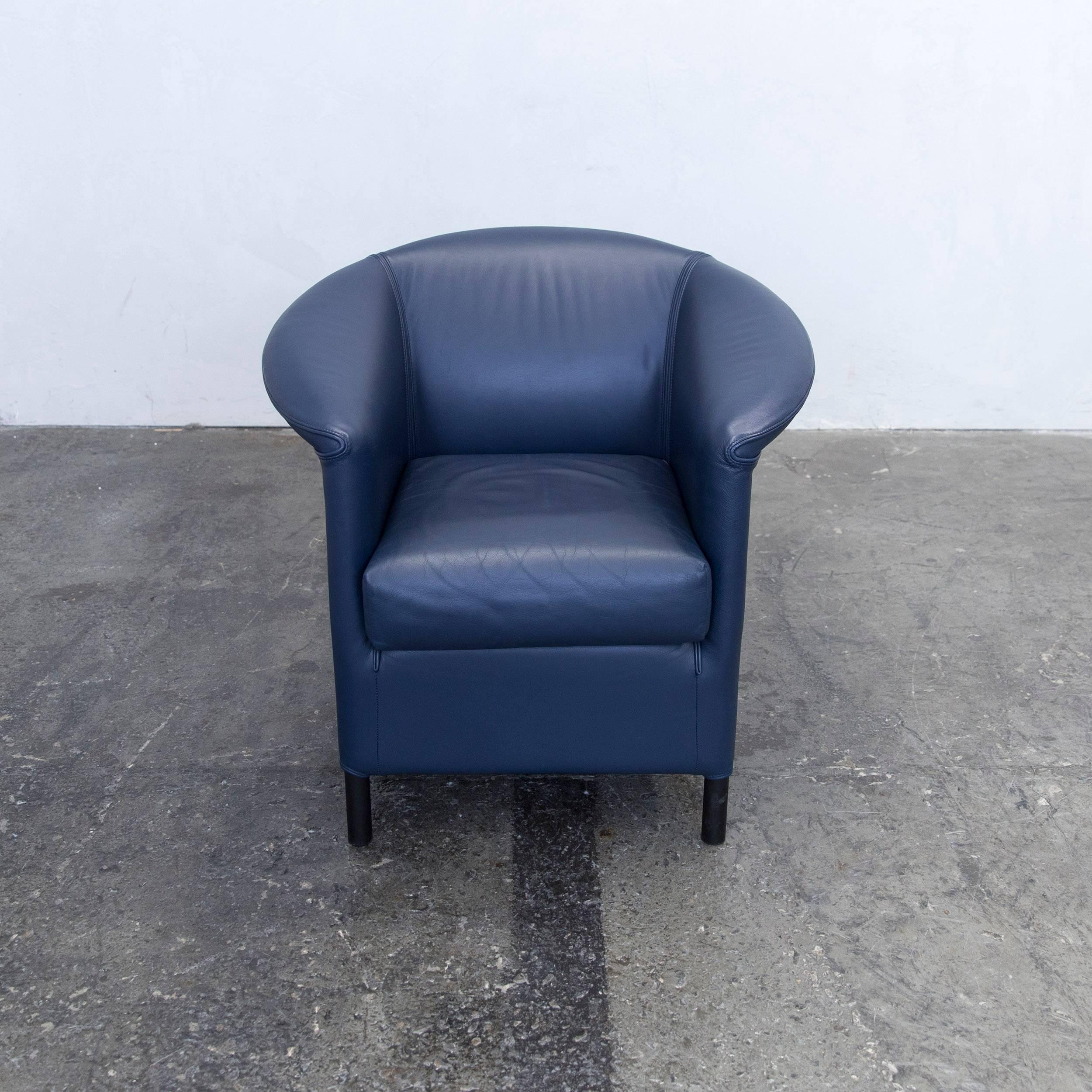German Wittmann Aura Designer Armchair Leather Blue Modern
