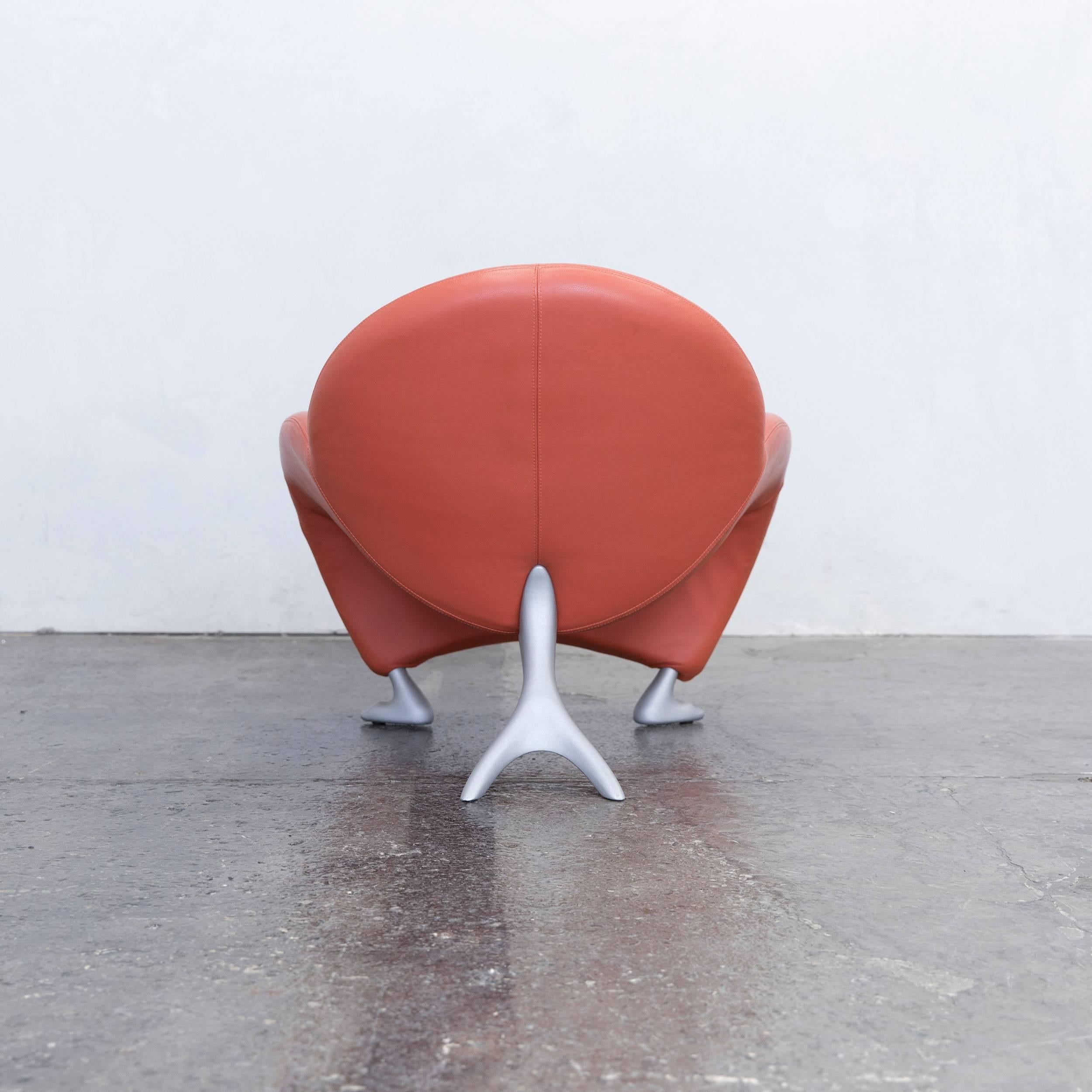 Leolux Papageno Designer Armchair Leather Orange Modern 4