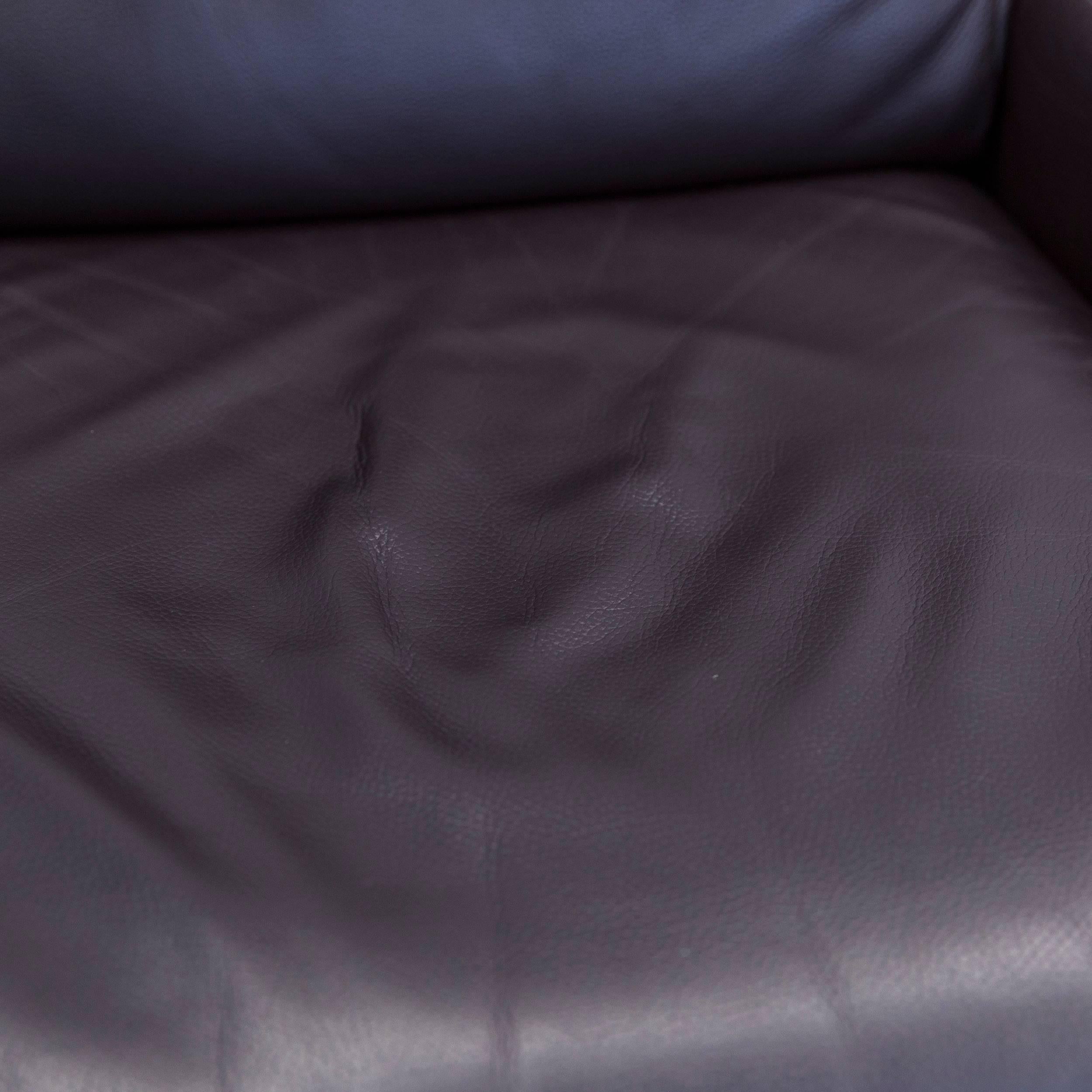 Rolf Benz Designer Armchair Leather Aubergine Violet One-Seat Couch Modern 1