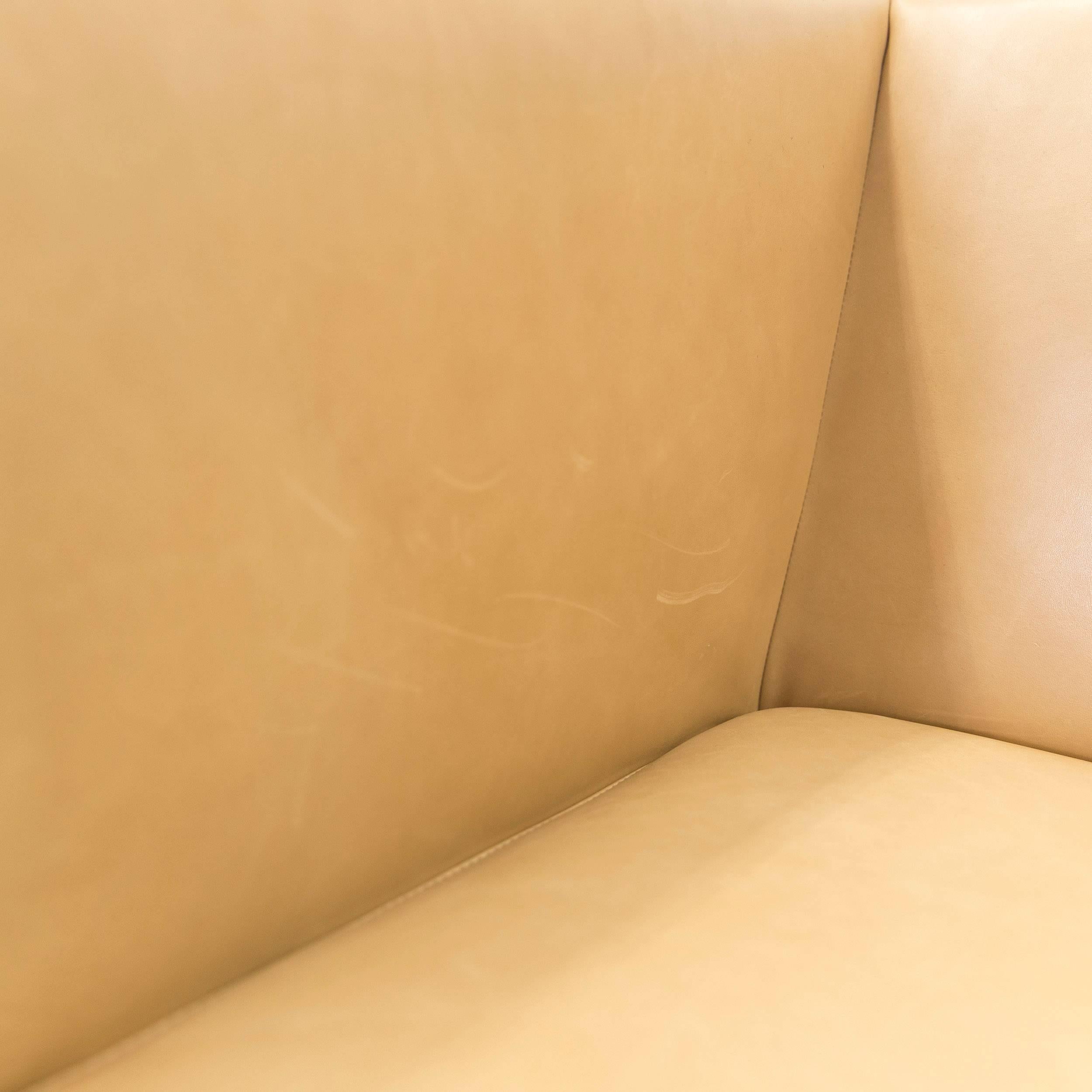Machalke Designer Clubchair Leather Crème Beige Three-Seat Couch Modern In Good Condition In Cologne, DE