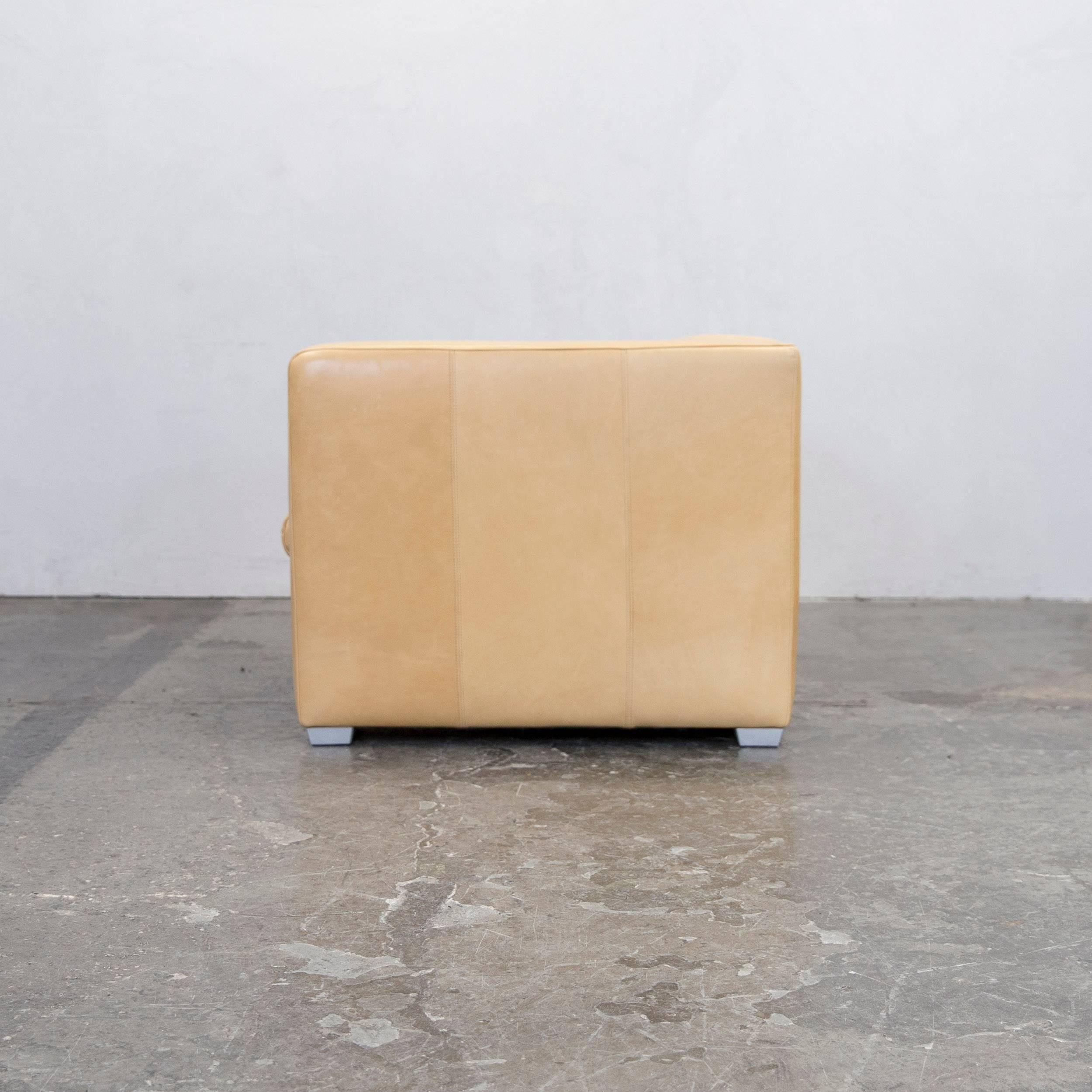 Machalke Designer Clubchair Leather Crème Beige Three-Seat Couch Modern 1