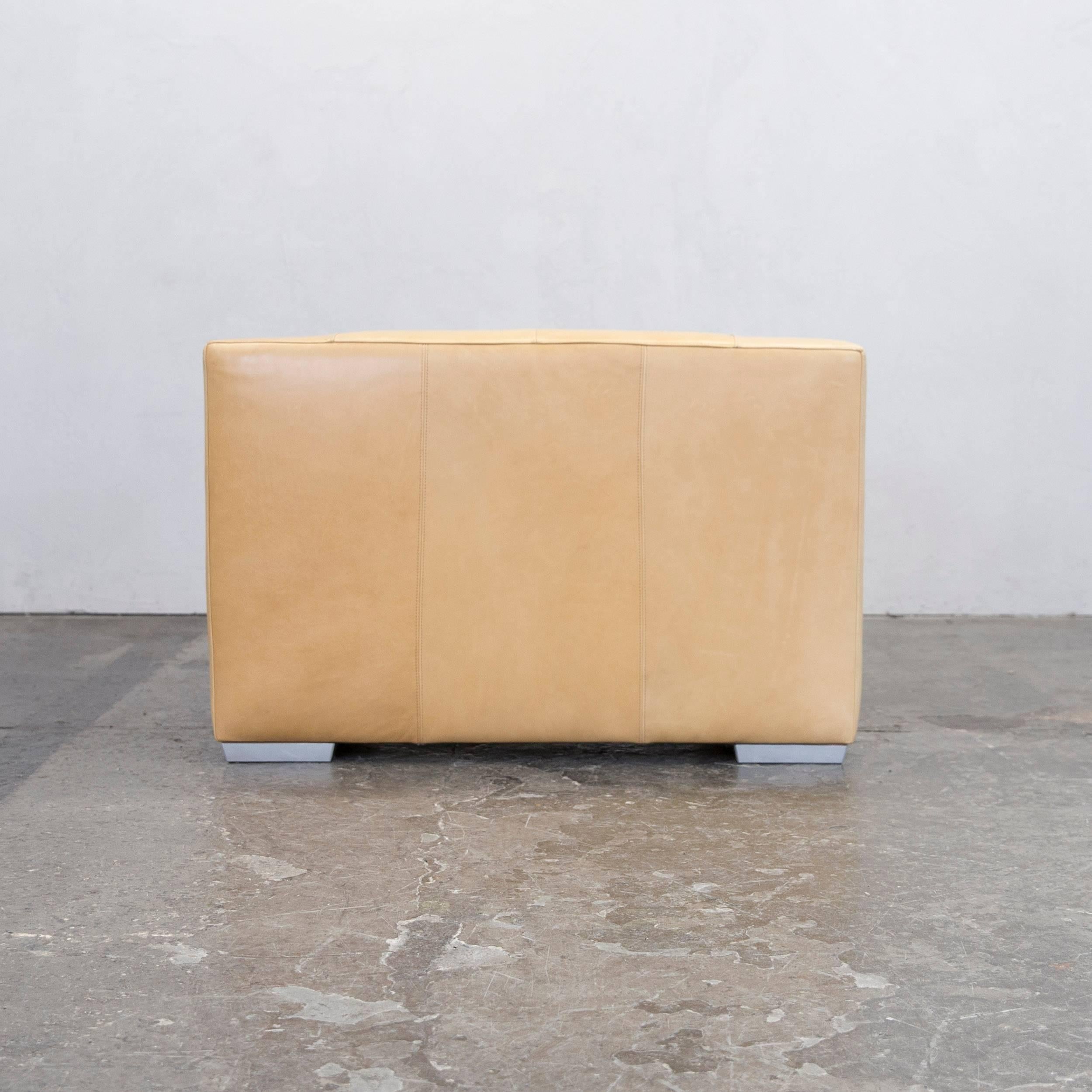 Machalke Designer Clubchair Leather Crème Beige Three-Seat Couch Modern 2