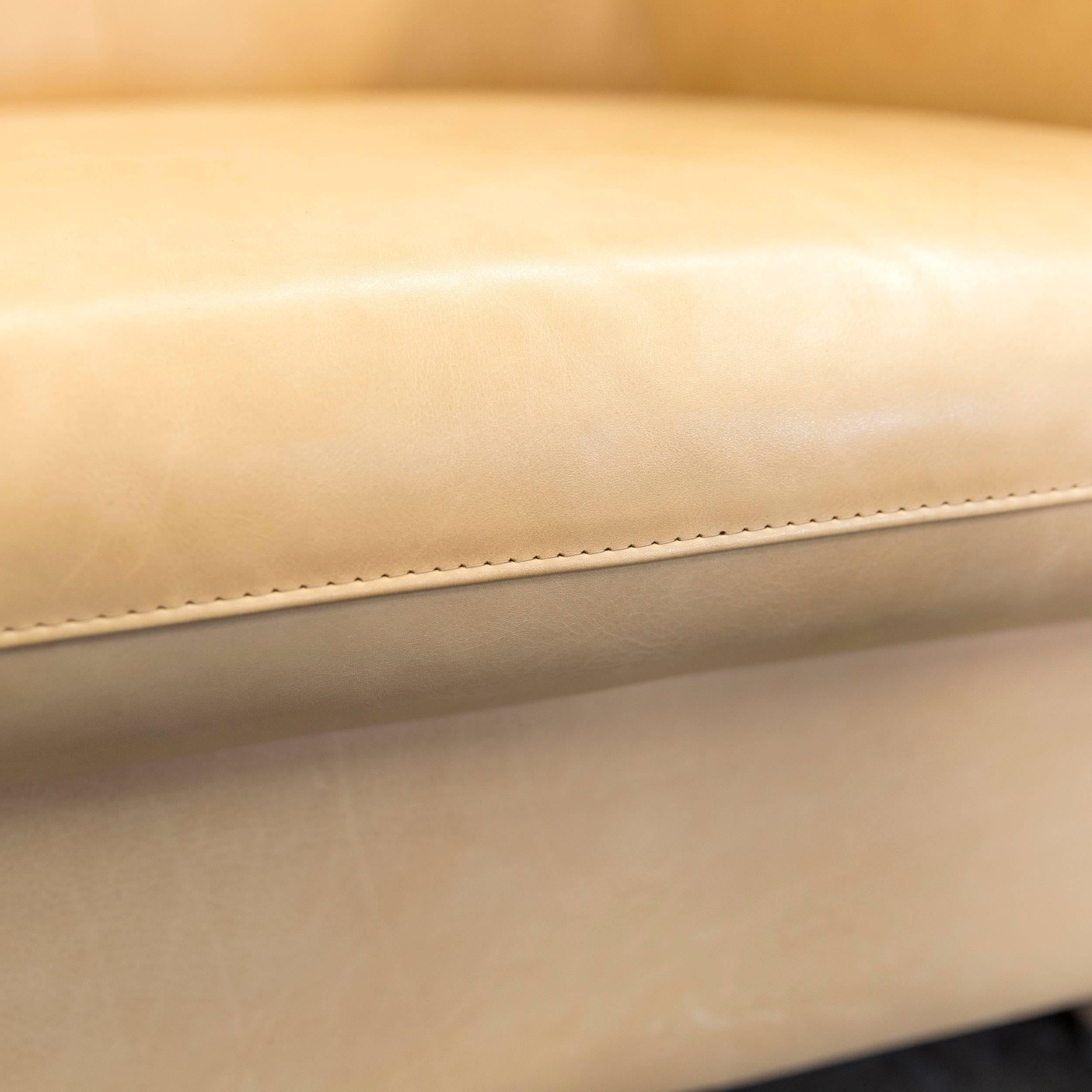 German Machalke Designer Clubchair Leather Crème Beige Three-Seat Couch Modern