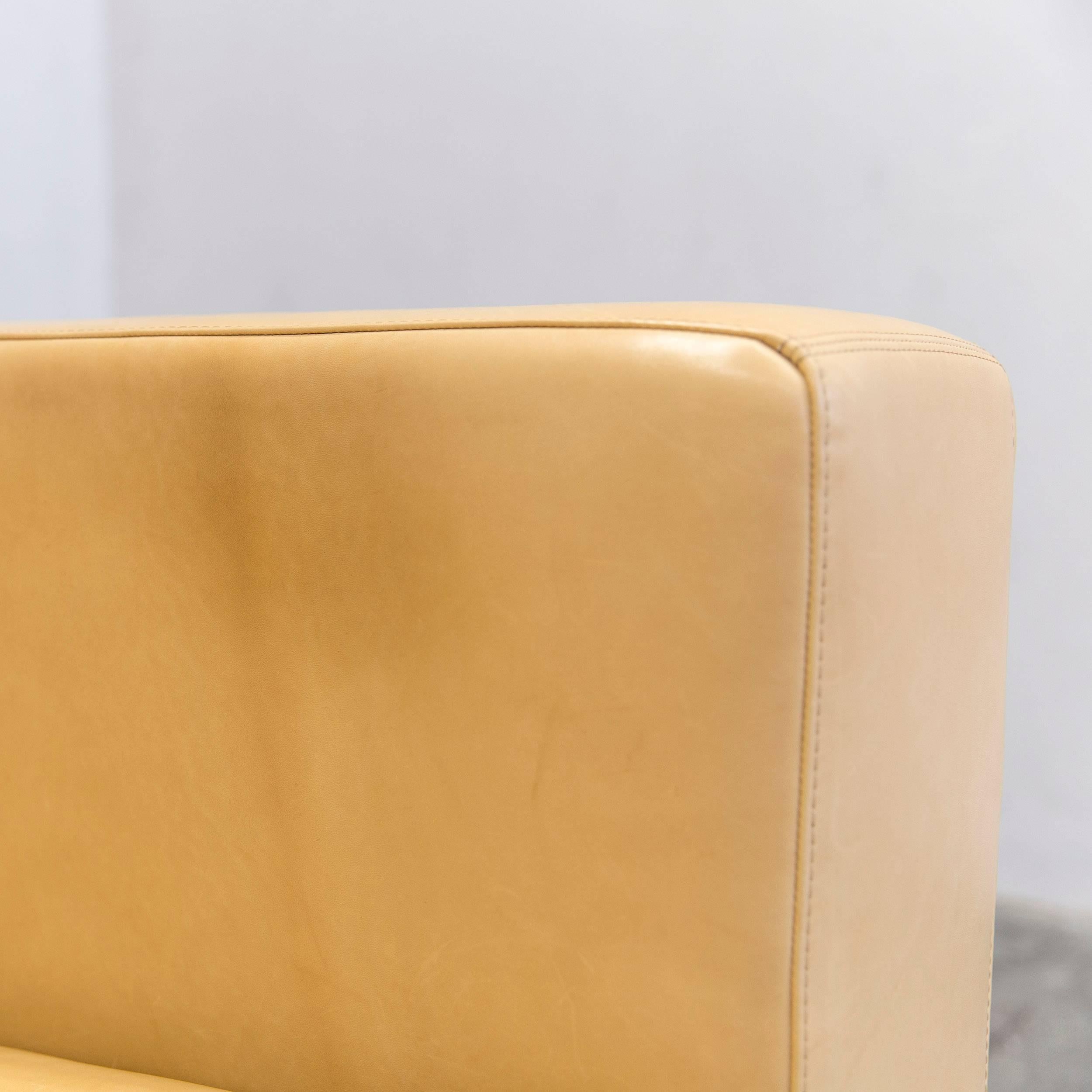 Machalke Designer Sofa Leather Crème Beige Three-Seat Couch Modern 1