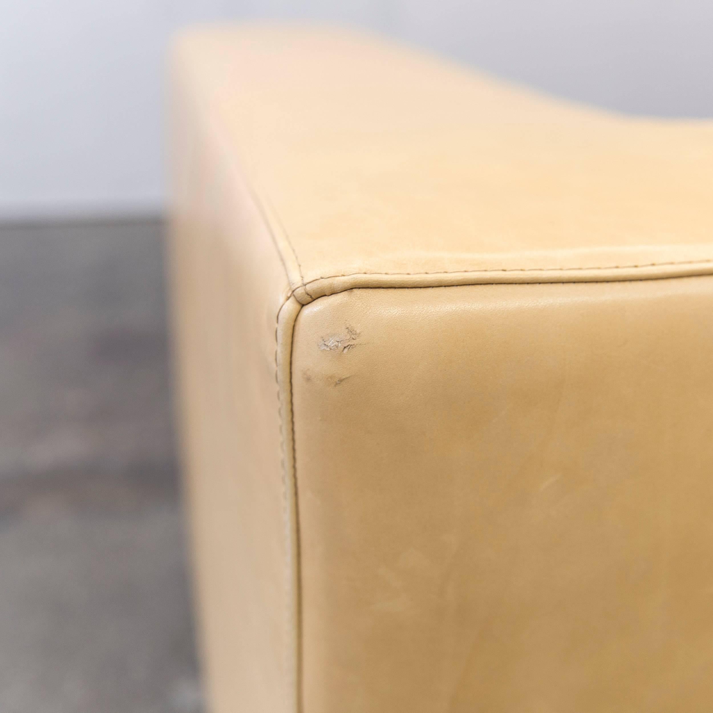 Machalke Designer Sofa Leather Crème Beige Three-Seat Couch Modern 2
