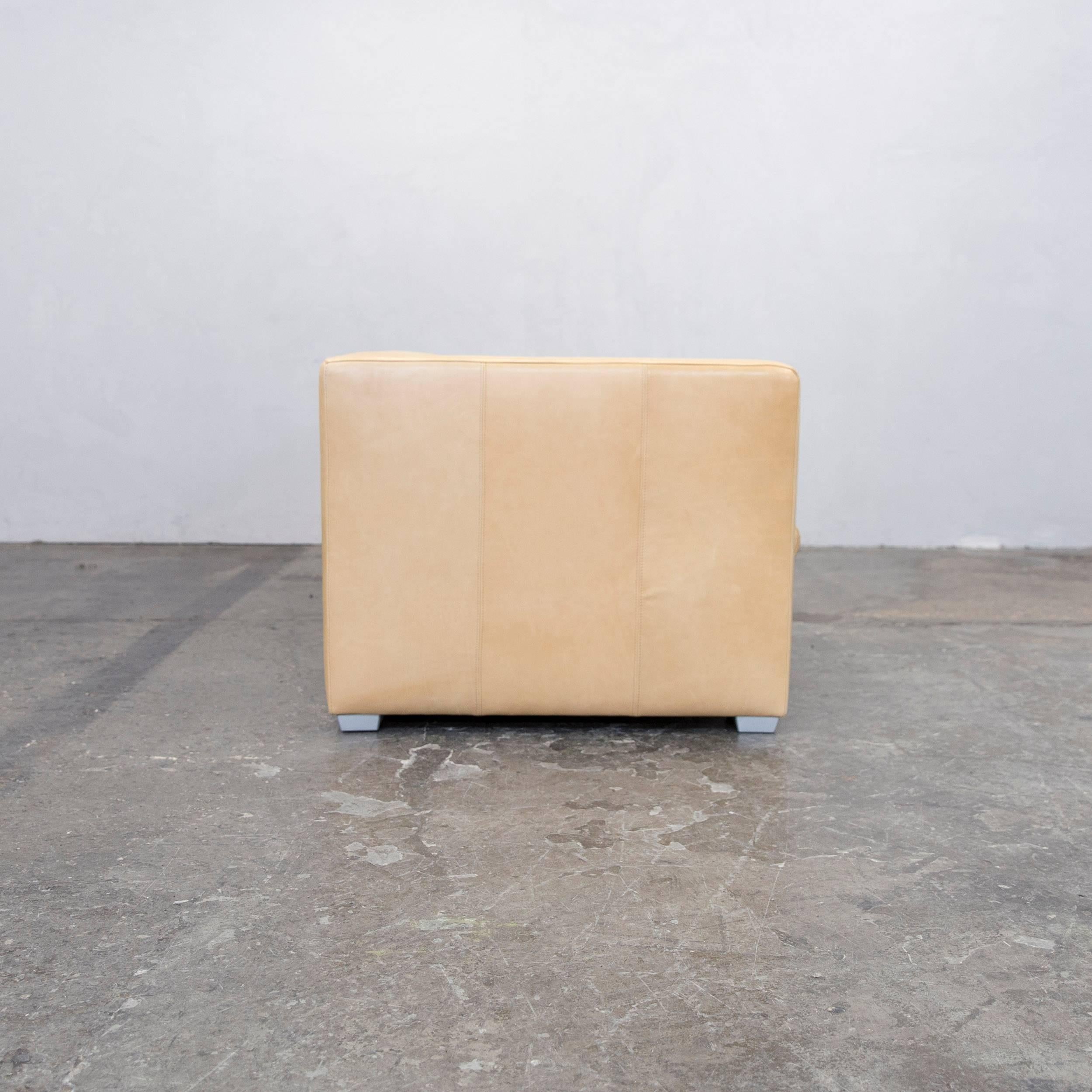 Machalke Designer Sofa Leather Crème Beige Three-Seat Couch Modern 5